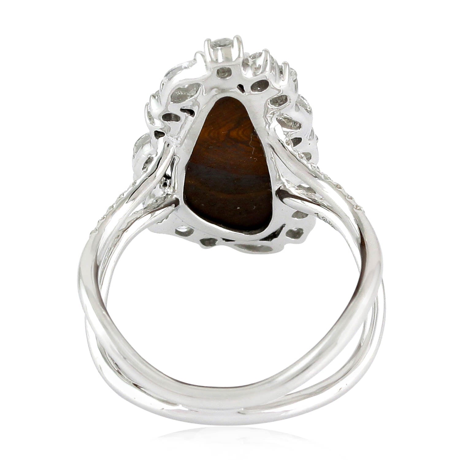 18K White Gold Oval Cut Opal Doublet Rose Cut Diamond Cocktail Ring for Women - Elegant Vintage Jewelry Gift for Birthday, Anniversary & Special Occasions