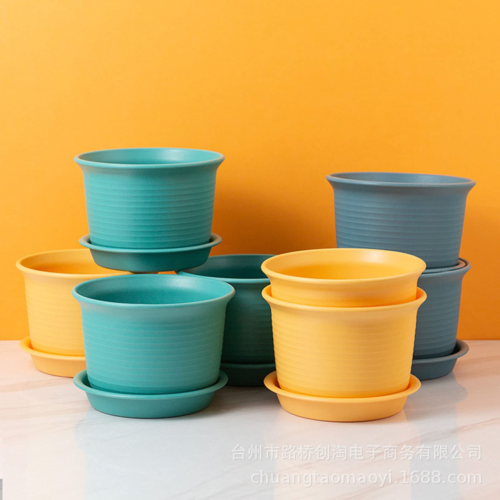 Vibrant Thickened Flower Pot with Saucer - Durable Garden Planter for Indoor & Outdoor Plants, Home Decor in Sunny Yellow | Perfect for Succulents, Herbs & Floral Displays