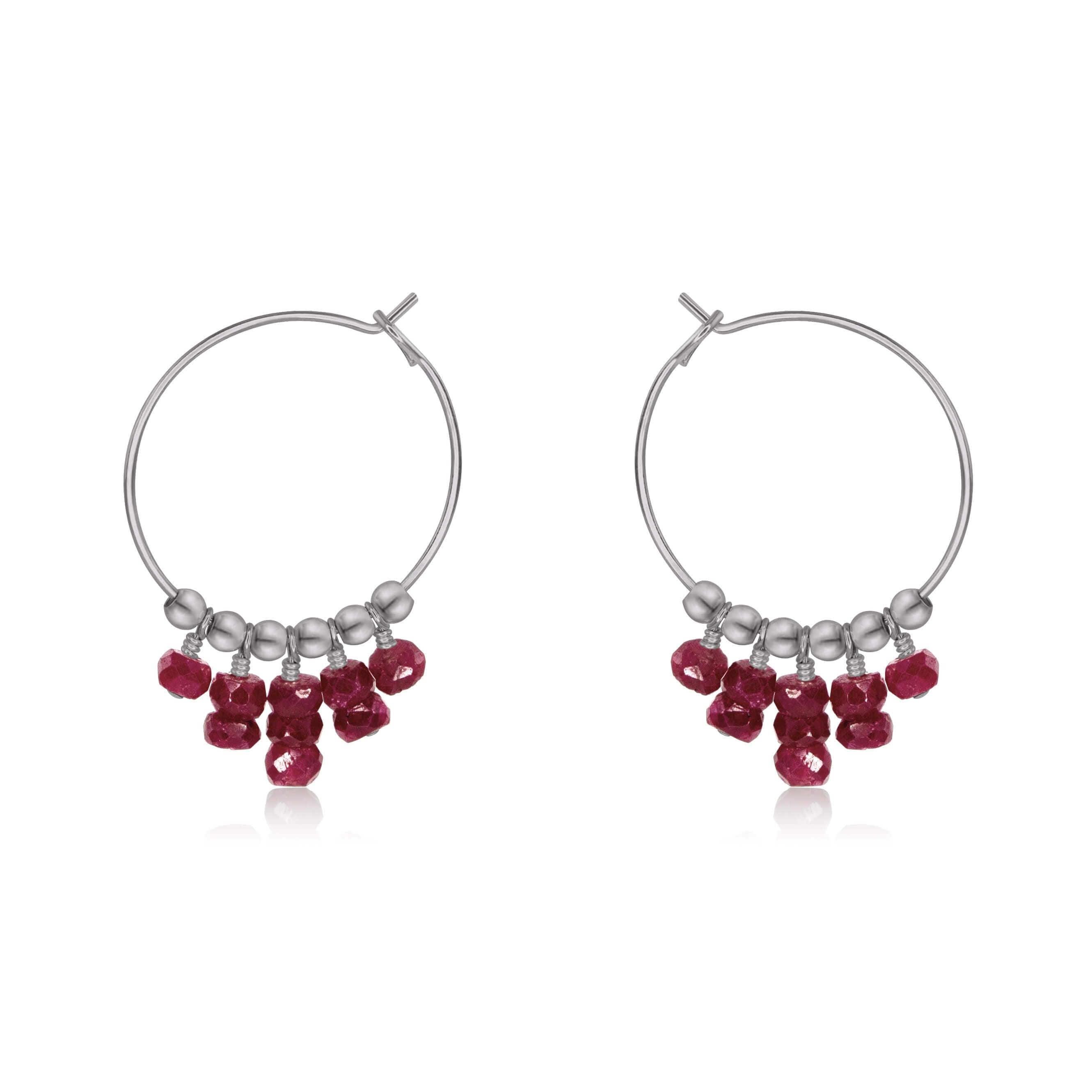 Ruby Statement Hoop Earrings for Women - Elegant Dangle Earrings for Party, Wedding & Evening Wear - 925 Sterling Silver Jewelry Gift