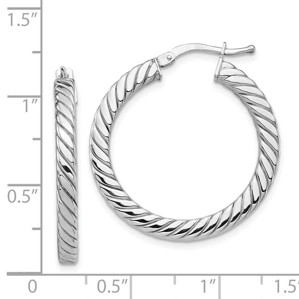 14K Gold Polished & Twisted 3mm Square Tube Hoop Earrings for Women - Elegant Everyday Jewelry, Perfect for Work, Date Night & Special Occasions