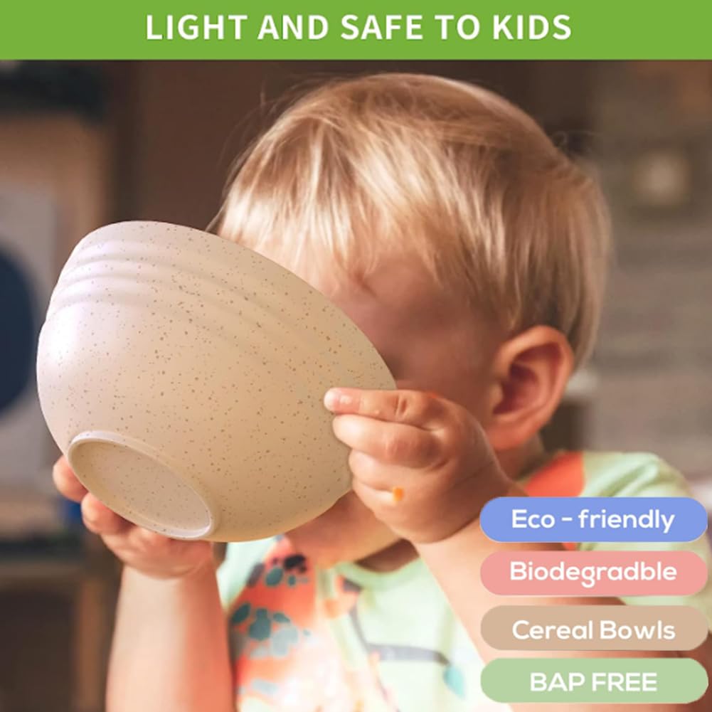 Unbreakable 24 oz Wheat Straw Cereal Bowls Set - BPA Free, Eco-Friendly, Dishwasher & Microwave Safe - Perfect for Kids, Soup, Salad, Rice, Oatmeal & Desserts - Ideal for Family Meals, Picnics & Dorm Use