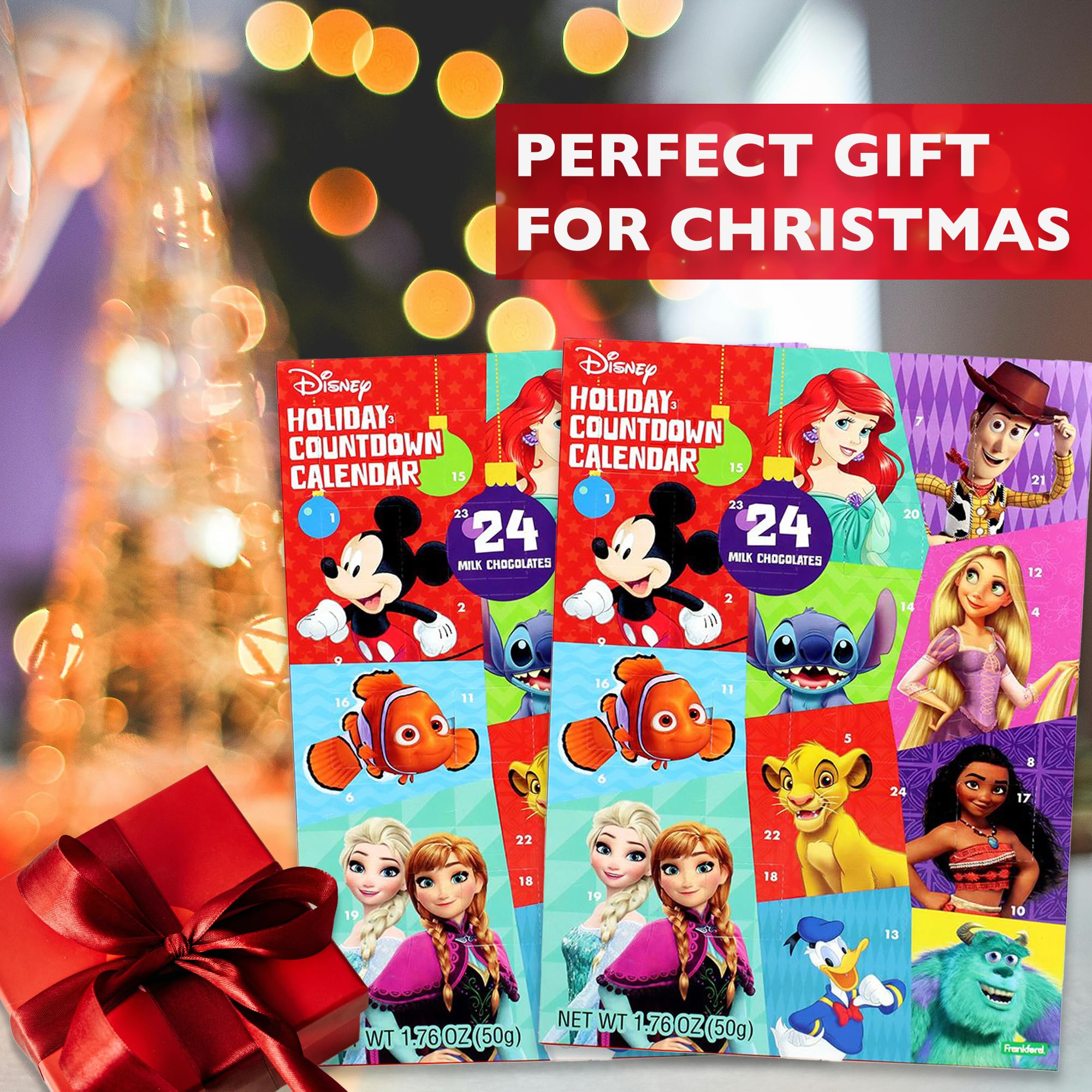 Disney Princess & Cartoon Advent Calendar 2024 - 2 Pack Christmas Countdown Calendar with Candy for Kids | Perfect for Holiday Gifts, Classroom Rewards & Family Christmas Traditions