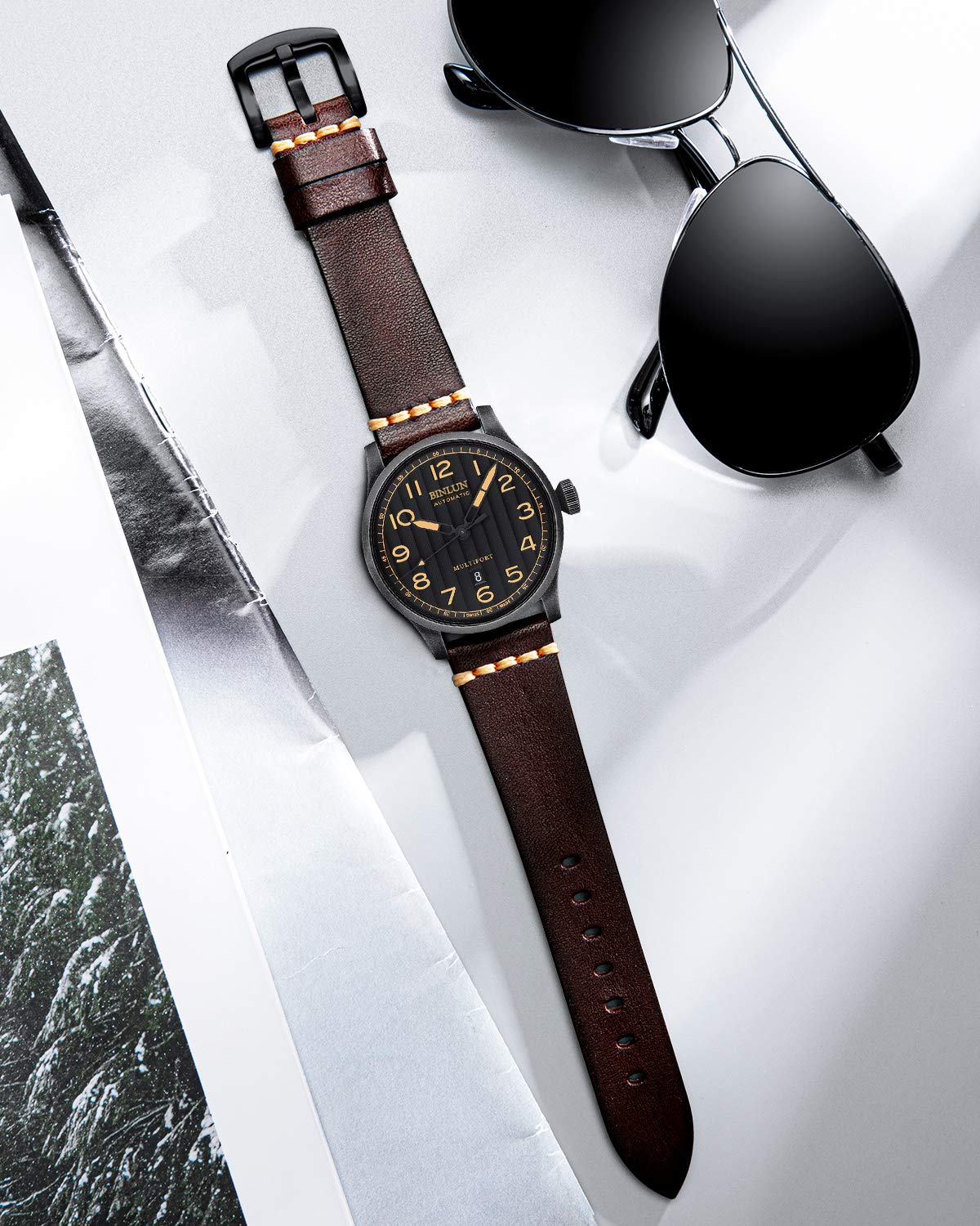 Premium Leather Watch Band Compatible with Samsung, Huawei & Garmin Smartwatches - 18/20/22/24mm Sizes - Durable Tanned Leather Strap for Business, Casual & Outdoor Activities