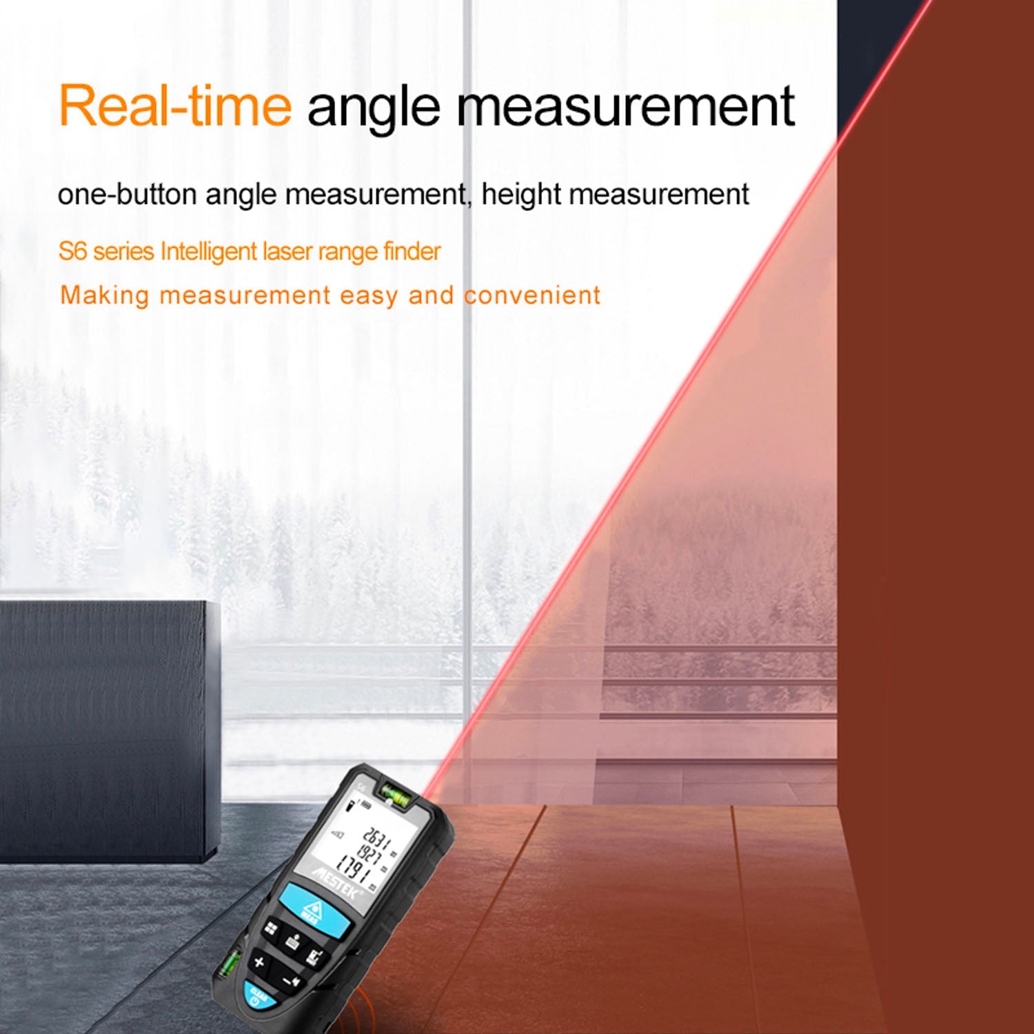 Precision Laser Distance Meter 165ft - Digital Laser Measure Tool with Backlit LCD, Portable Handheld Device for Home Improvement, Construction, and DIY Projects