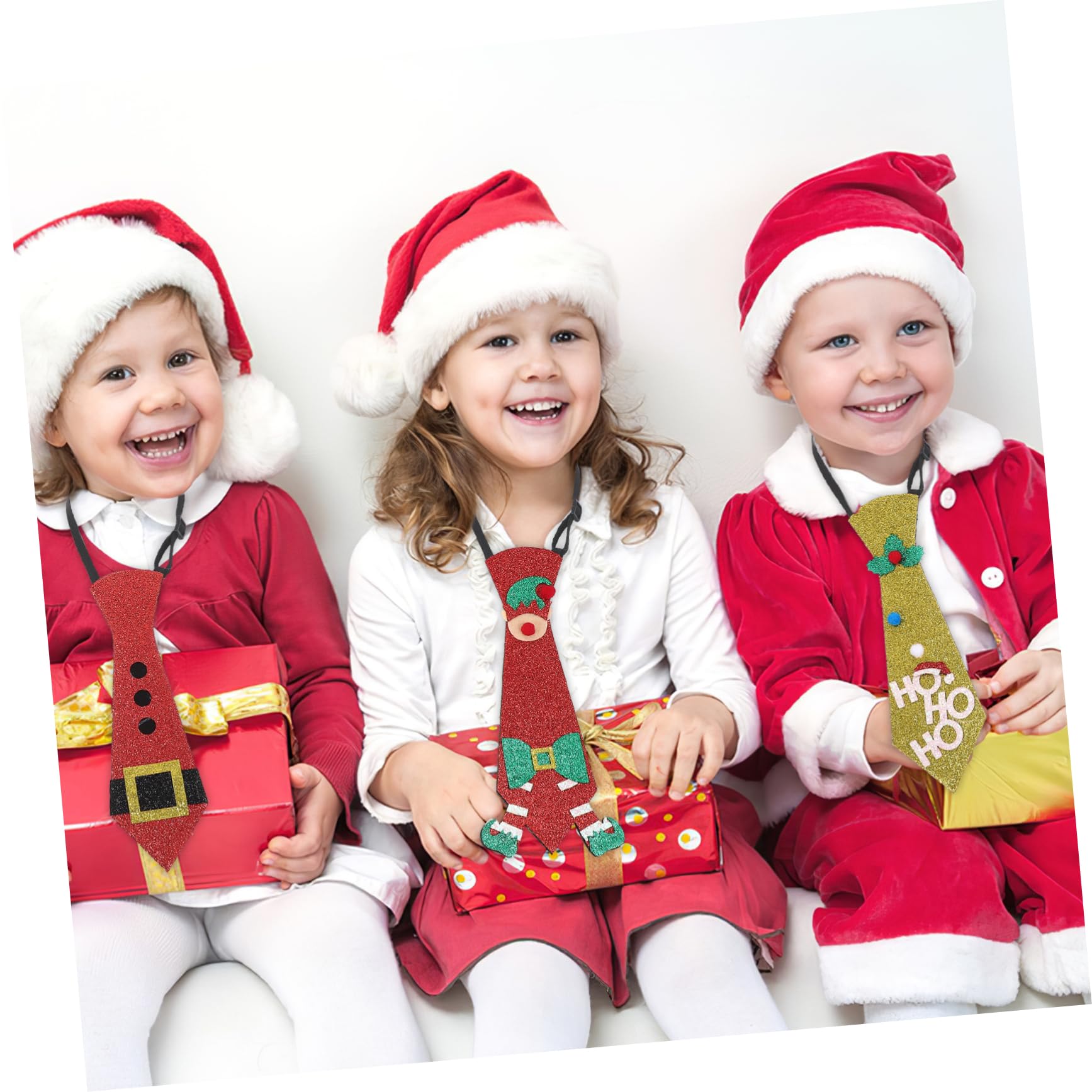 TOYANDONA 6-Piece Christmas Tie Decorations Set - Festive Kids Necktie Ornaments for Xmas Party, Tree Decor & Holiday Apparel - Perfect for Christmas Celebrations, School Plays & Family Gatherings