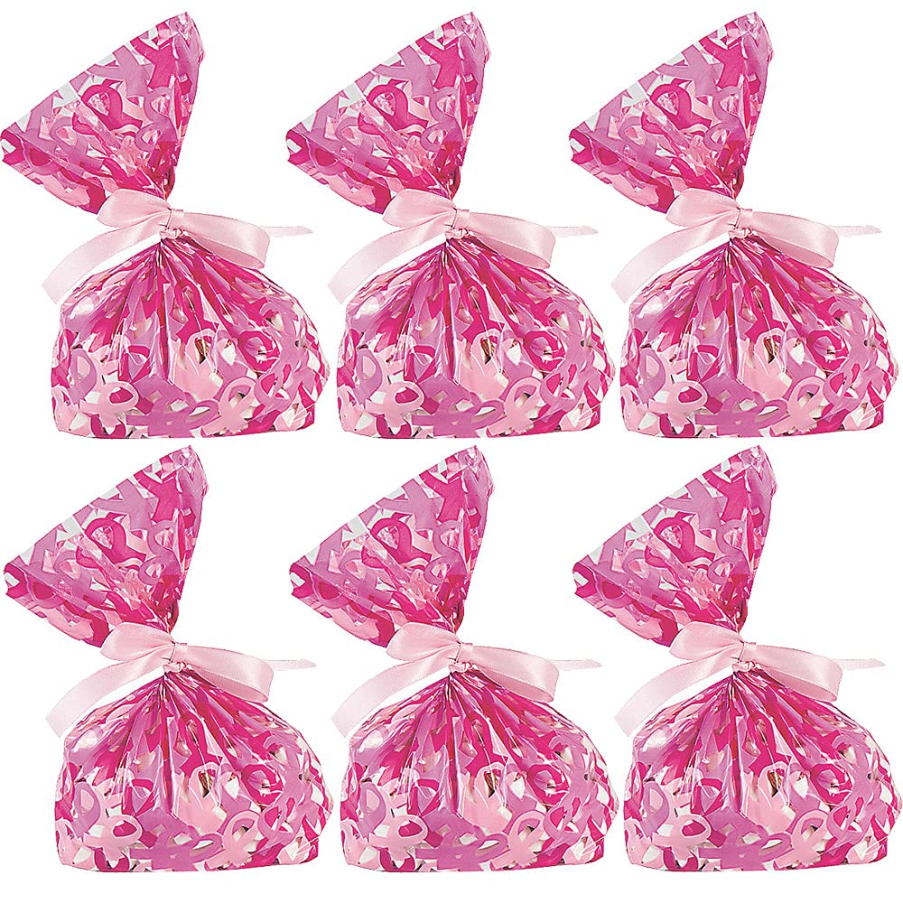 100PCS Pink Ribbon Breast Cancer Awareness Cellophane Treat Bags - Candy Gift Bags for Party Favors, Fundraisers & Support Events - Perfect for Charity Walks, Awareness Campaigns and Survivor Celebrations