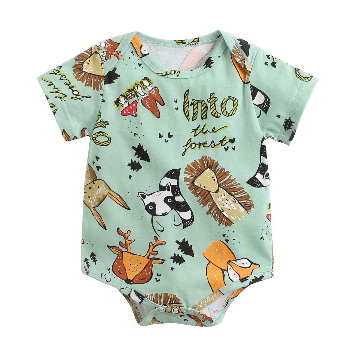 Adorable Cartoon Baby Bodysuit - 100% Cotton Short Sleeve Onesie for Boys & Girls | Perfect for Summer Outings & Playtime