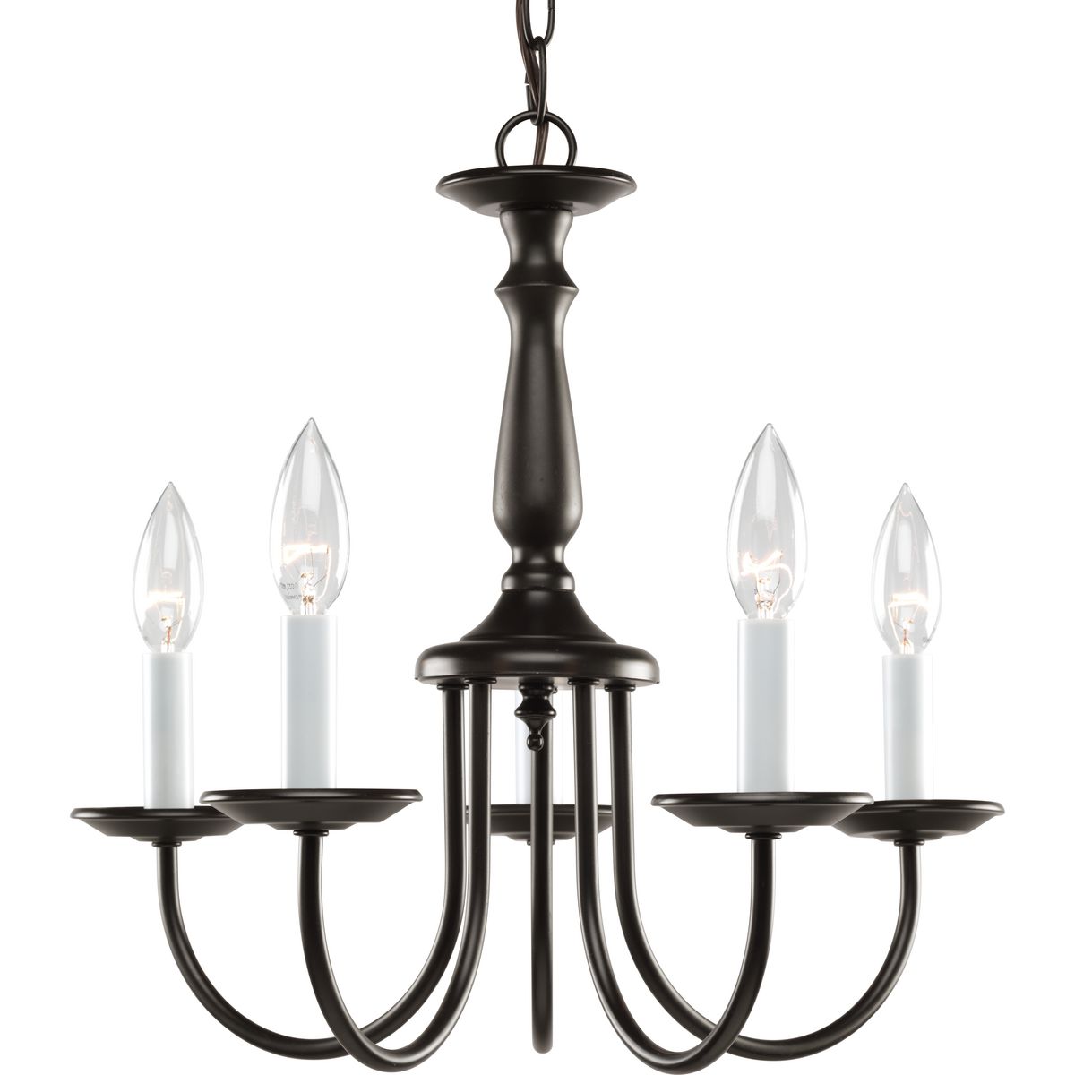 5-Light White Candle Cover Chandelier - Elegant Dining Room & Bedroom Ceiling Lighting Fixture