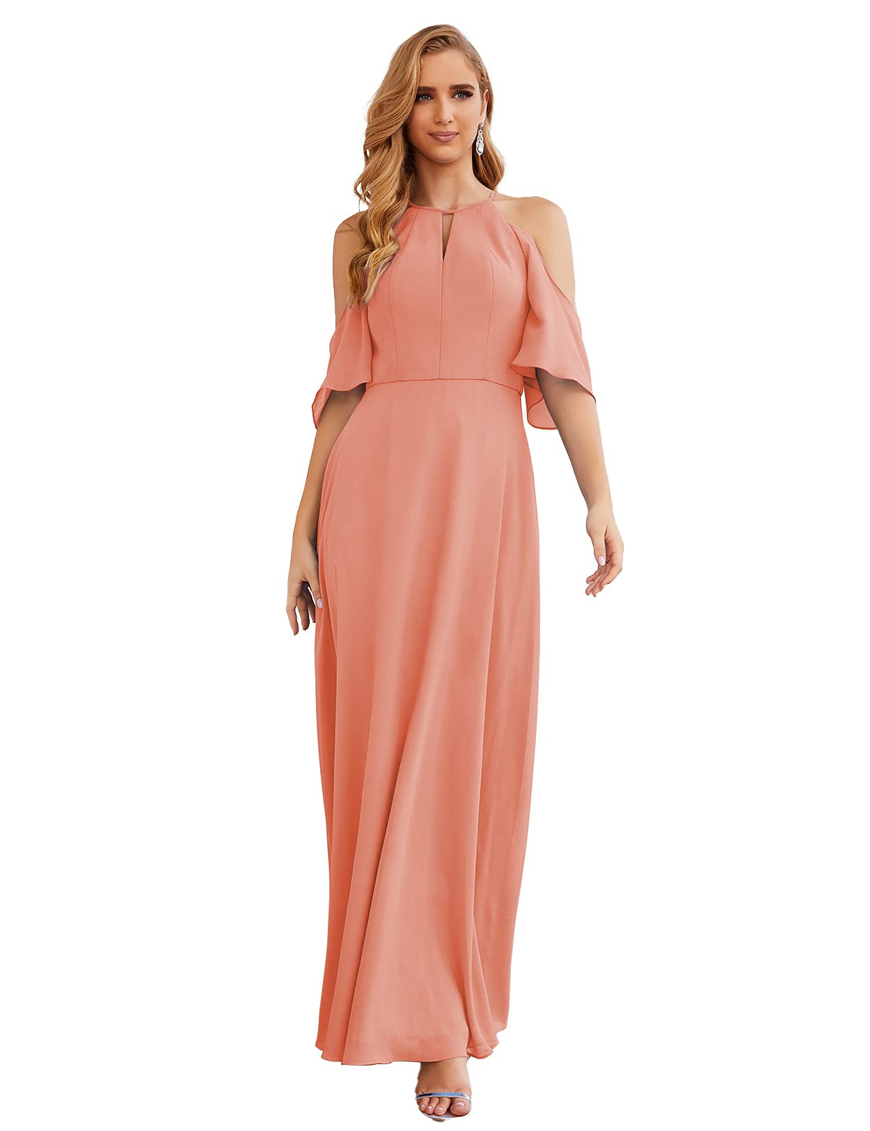 Numbersea Cold Shoulder Bridesmaid Dresses for Women - Elegant A-Line Long Formal Evening Gowns for Weddings, Prom & Special Occasions