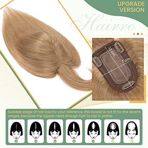 Clip in Human Hair Topper with Silk Base - Natural Looking Hairpiece for Thinning Hair - Perfect for Daily Wear, Special Occasions & Styling
