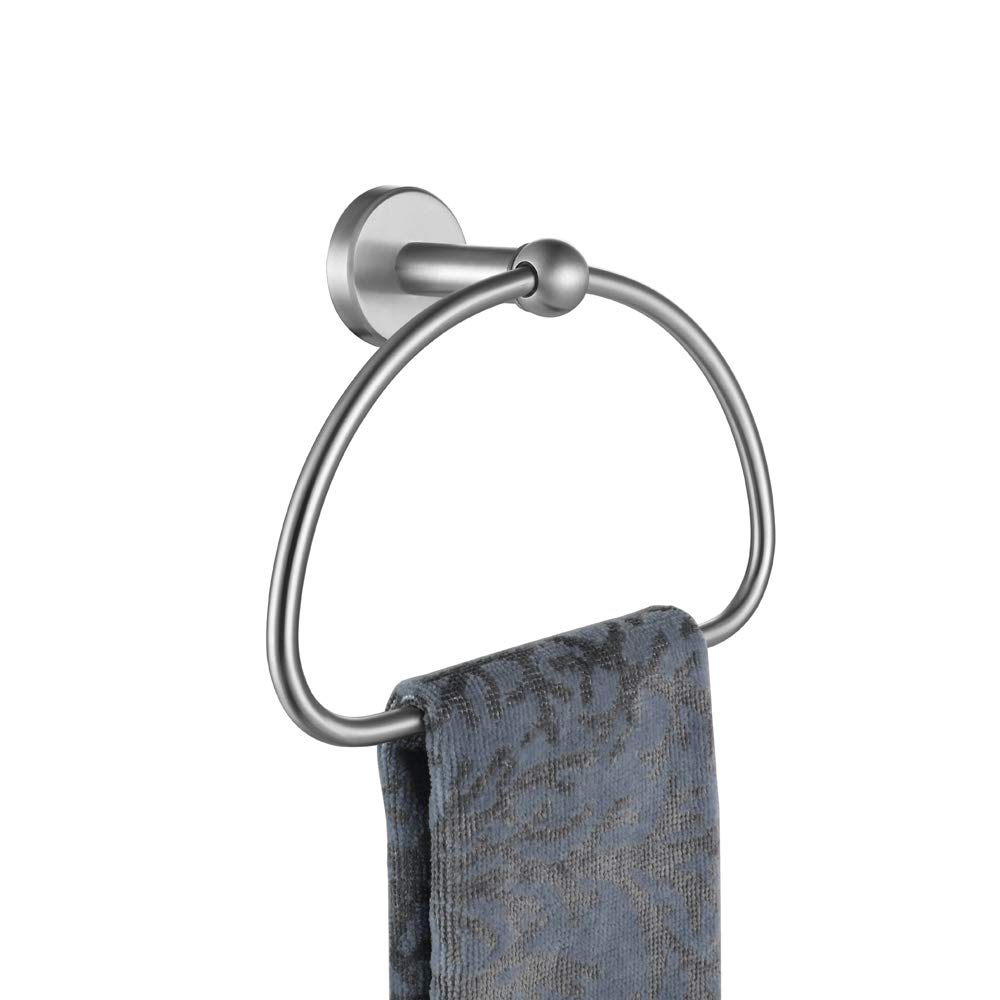 Stainless Steel Towel Ring Holder - 7 Inch Brushed Nickel Wall Mount Bathroom Accessory (TR160-BN) - Perfect for Modern Bathrooms & Powder Rooms