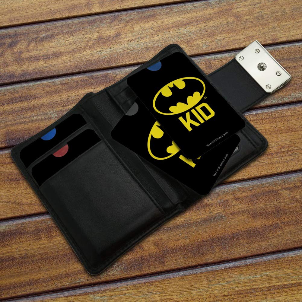 Batman Bat Kid Shield Logo RFID Blocking Credit Card Holder - Set of 4 (Wallet Protector Sleeves for Men & Women) - Perfect for Travel, Shopping & Contactless Payment Security