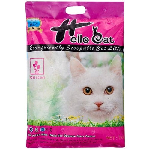 Premium Bentonite Cat Litter for Odor Control - Natural Clay Kitty Litter Sand with Rose Scent | Ideal for Multi-Cat Homes & Small Spaces | Hello Cat Brand