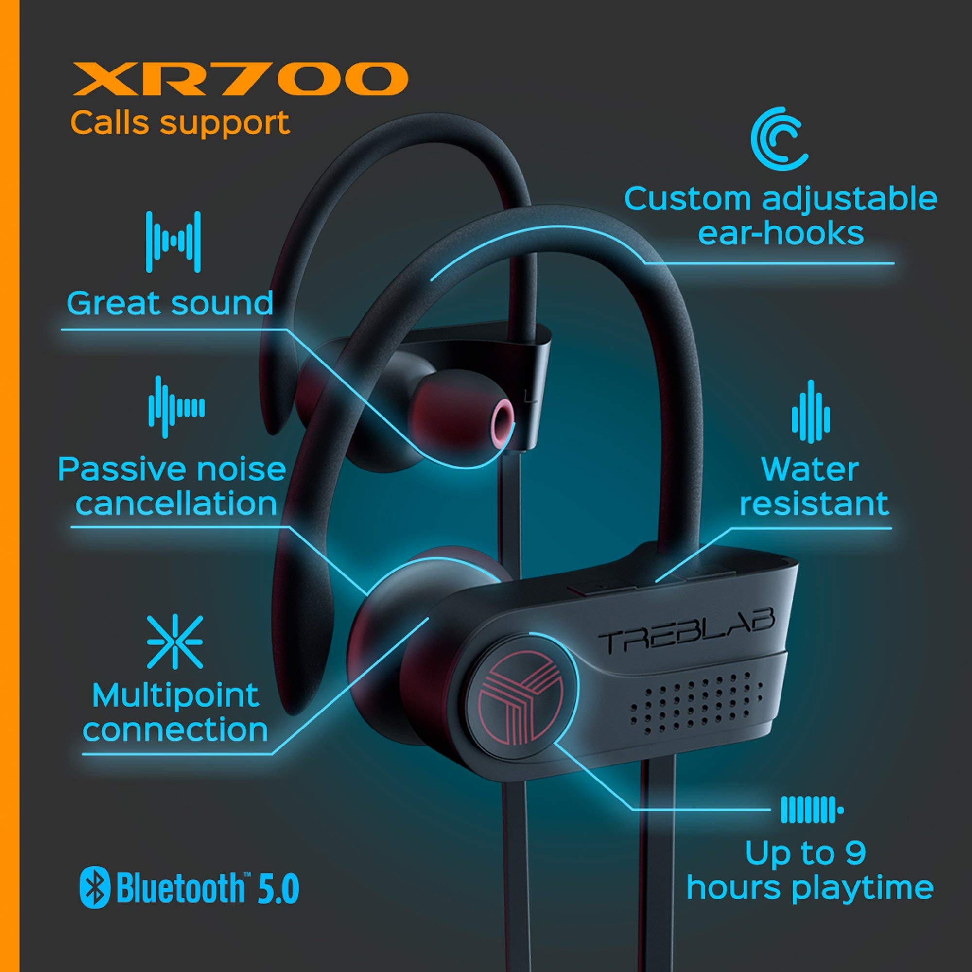 TREBLAB X3 Pro & XR700 True Wireless Earbuds - Bluetooth 5.0 Sports Headphones with Noise Cancellation - Perfect for Running, Gym Workouts and Travel