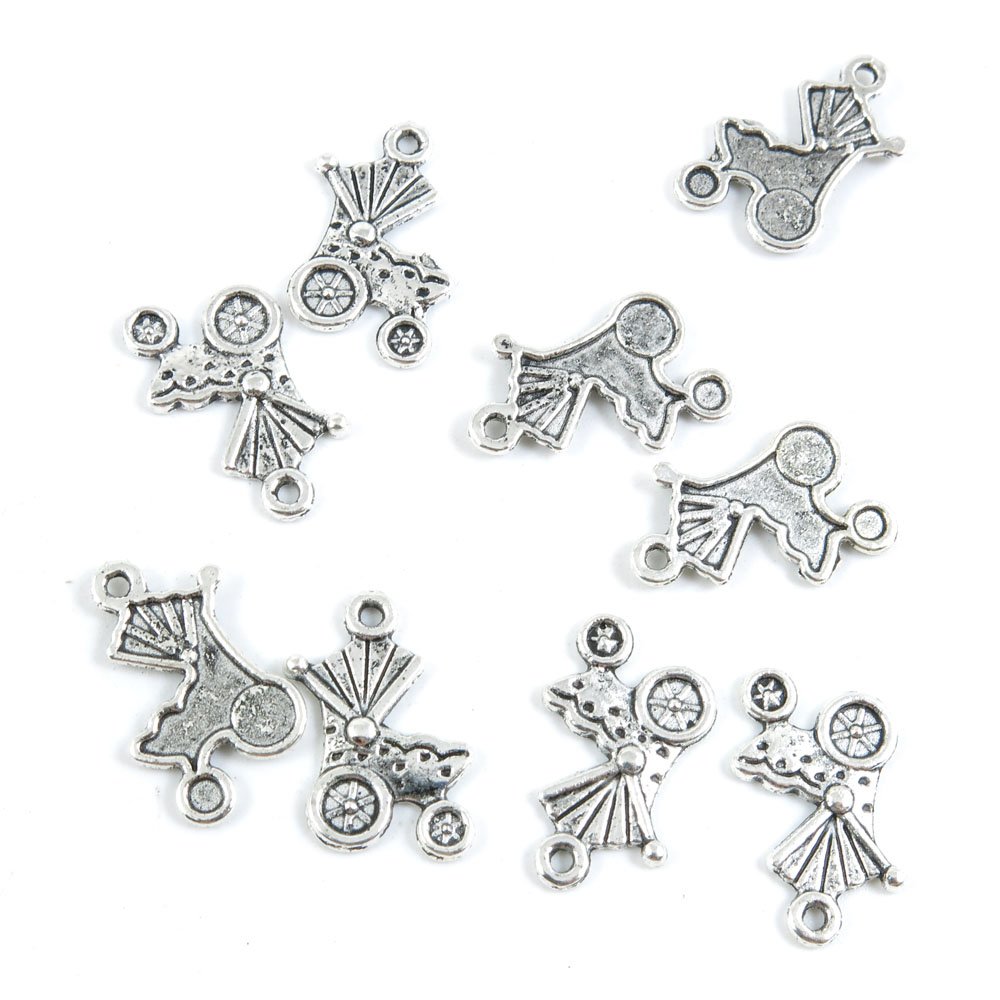 1690Pcs Antique Silver Tone Jewelry Making Charms Supply - Baby Carriage Stroller Charms for DIY Bracelets, Necklaces & Craft Projects - Bulk Wholesale Beads for Jewelry Making, Scrapbooking & Gift Decorations