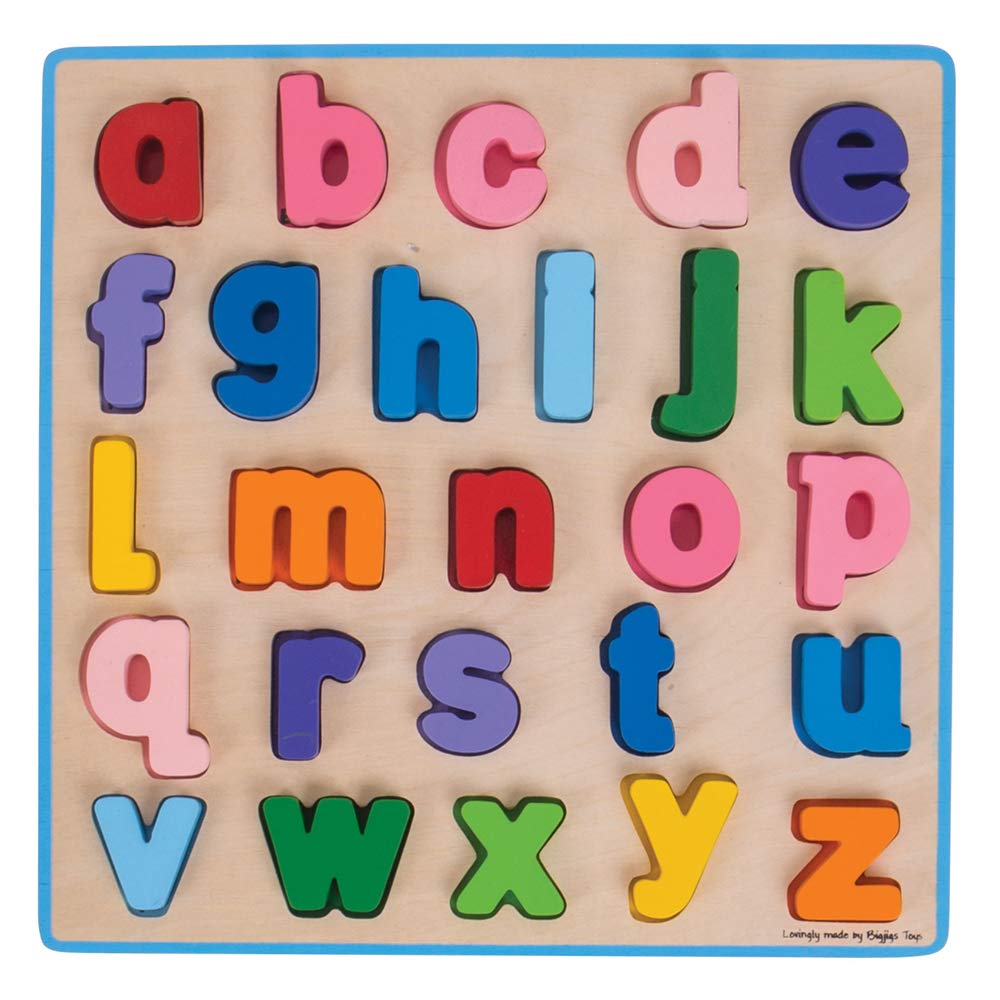 Bigjigs Toys Wooden Alphabet Puzzle - Thick Lowercase Letter Pieces for Kids Learning & Early Education | Montessori, Preschool, Homeschooling Activity