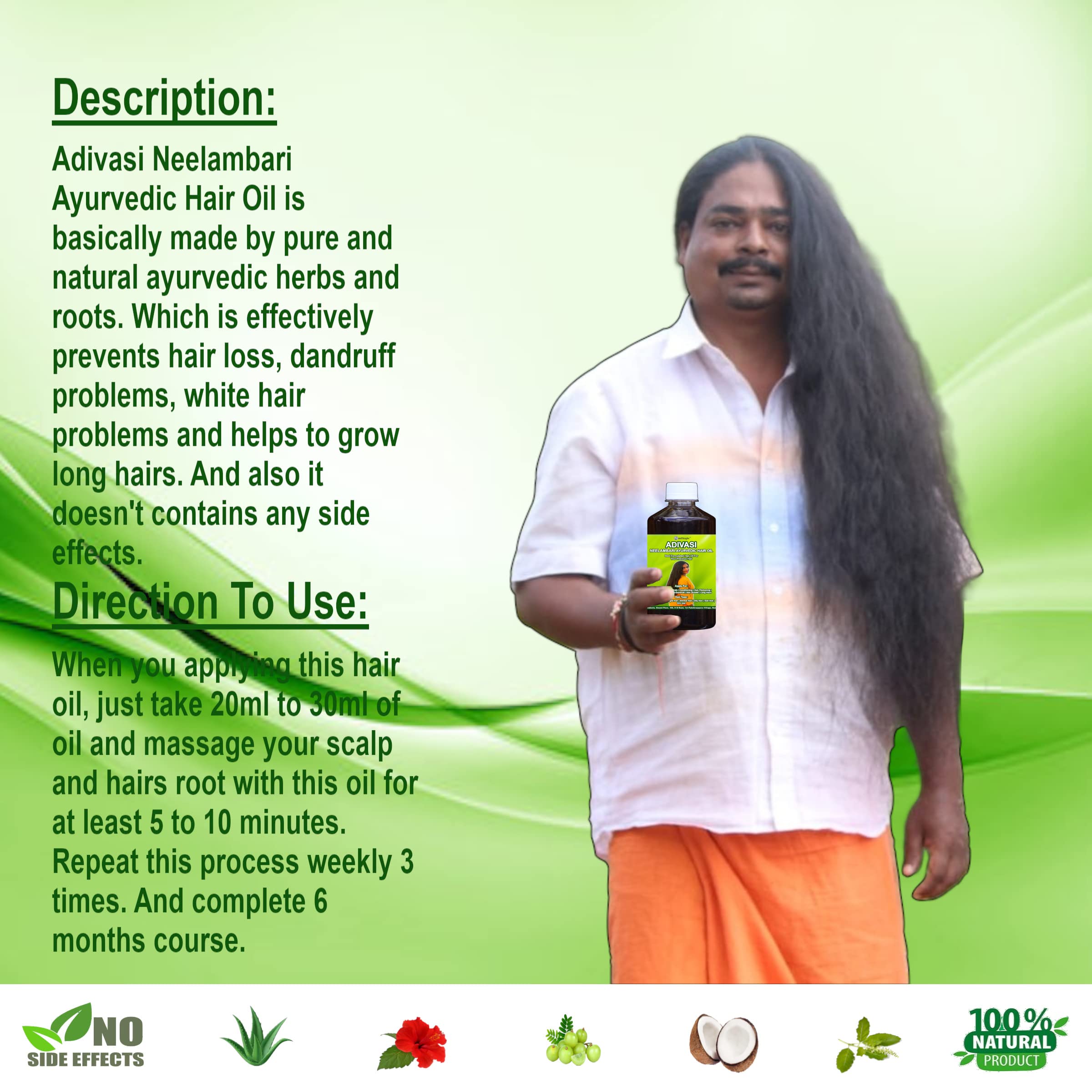 **Adivasi Neelambari Herbal Hair Oil 200ml - Natural Ayurvedic Hair Growth Treatment with Herbs & Roots - No Side Effects - Pack of 1 - Promotes Strong, Shiny Hair for Men & Women**    *(Ideal for Daily Hair Care, Scalp Nourishment, and Reducing Hair Fall & Dandruff)*