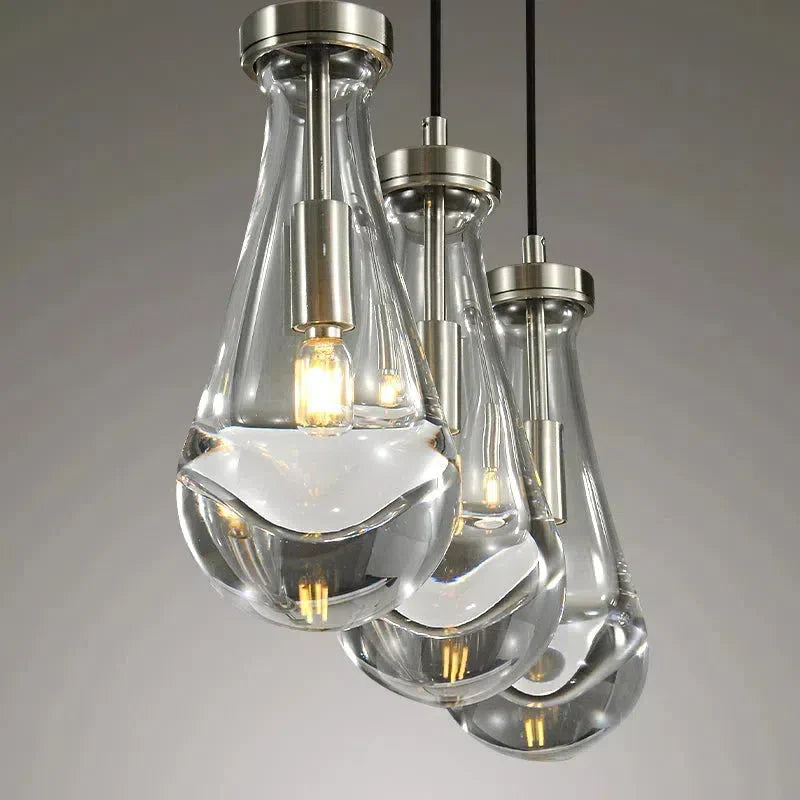 Modern Raindrop Linear Chandelier - 3-Light 22 Inch Crystal Pendant Lighting Fixture for Dining Room, Kitchen Island & Bedroom Ceiling Decor