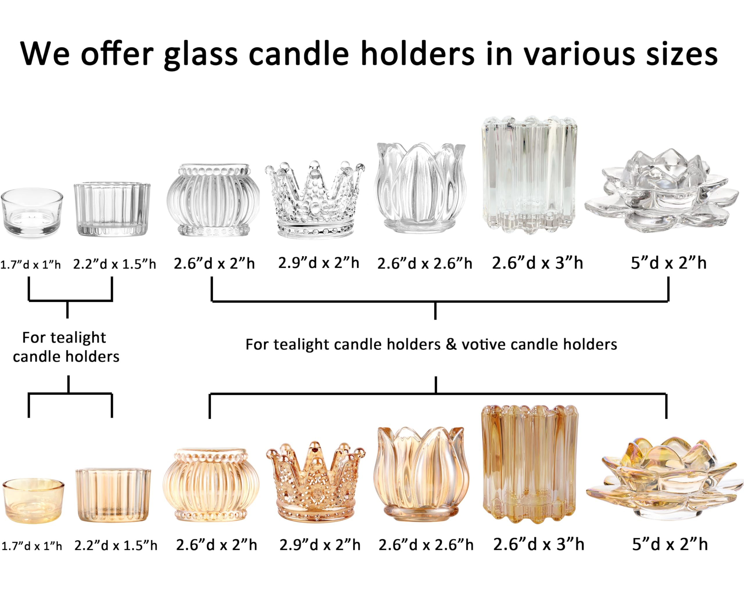 GOLDEAL 12-Piece Clear Glass Tealight Candle Holders Set - Elegant Votive Candle Holders for Weddings, Parties, Dinner Table Decor & Christmas Centerpieces - Perfect for Romantic Ambiance, Holiday Decor & Special Events