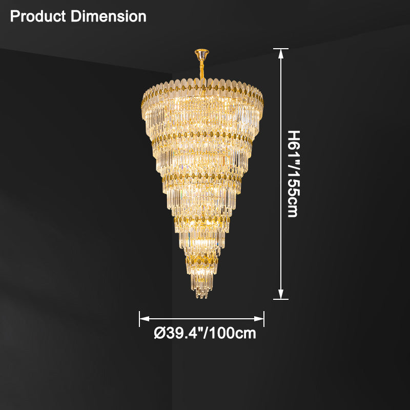 Elegant Merlin Tiered Tapered Gold Crystal Chandelier - Luxury Ceiling Light Fixture for Dining Room, Living Room & Bedroom Decor