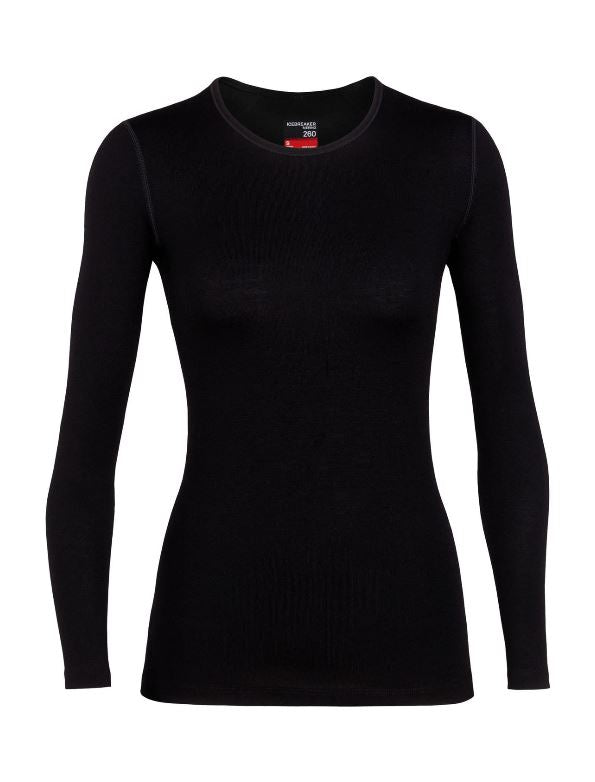Icebreaker 260 Tech LS Crew Women's Long Sleeve Merino Wool Base Layer - Perfect for Hiking, Skiing & Outdoor Adventures