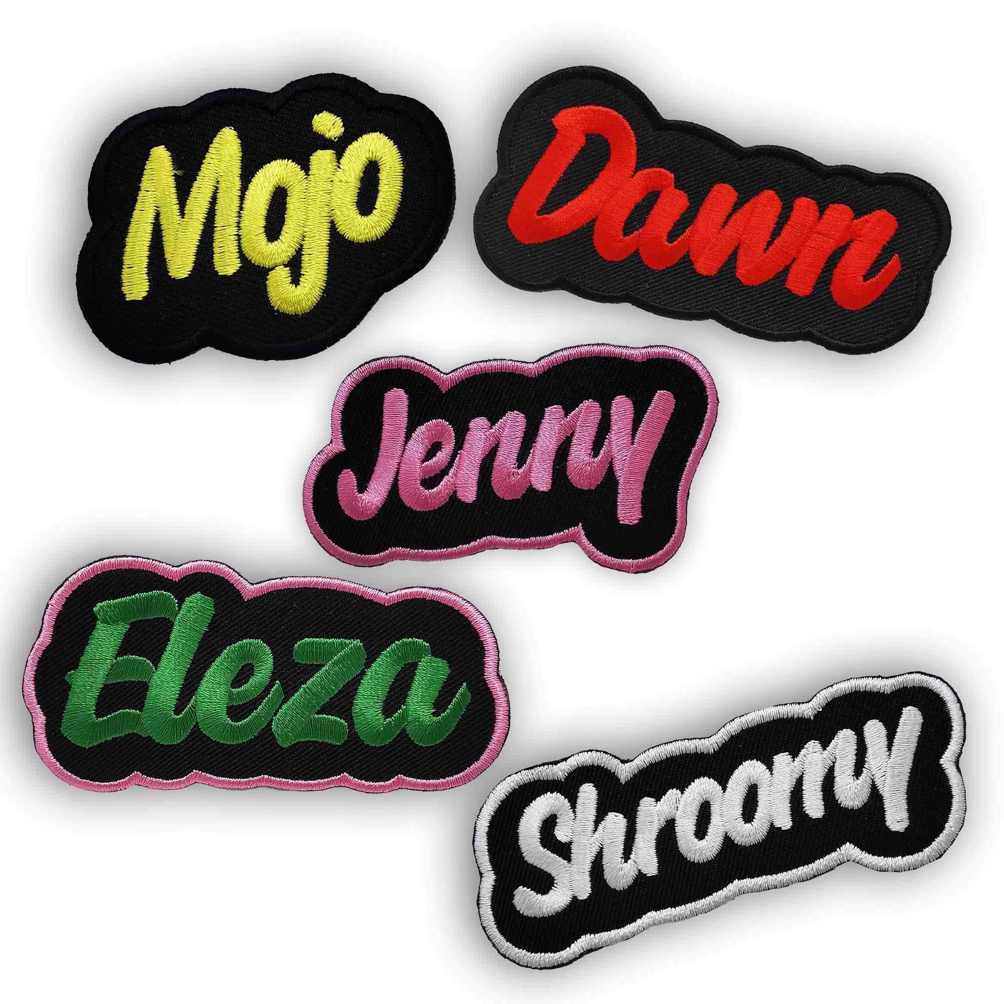 Custom Embroidered Iron On/Sew On Black Border Patch - Personalize Bags, Jeans, Backpacks, Dog Collars & Work Shirts | Unique Freehand Design for DIY Fashion & Crafts