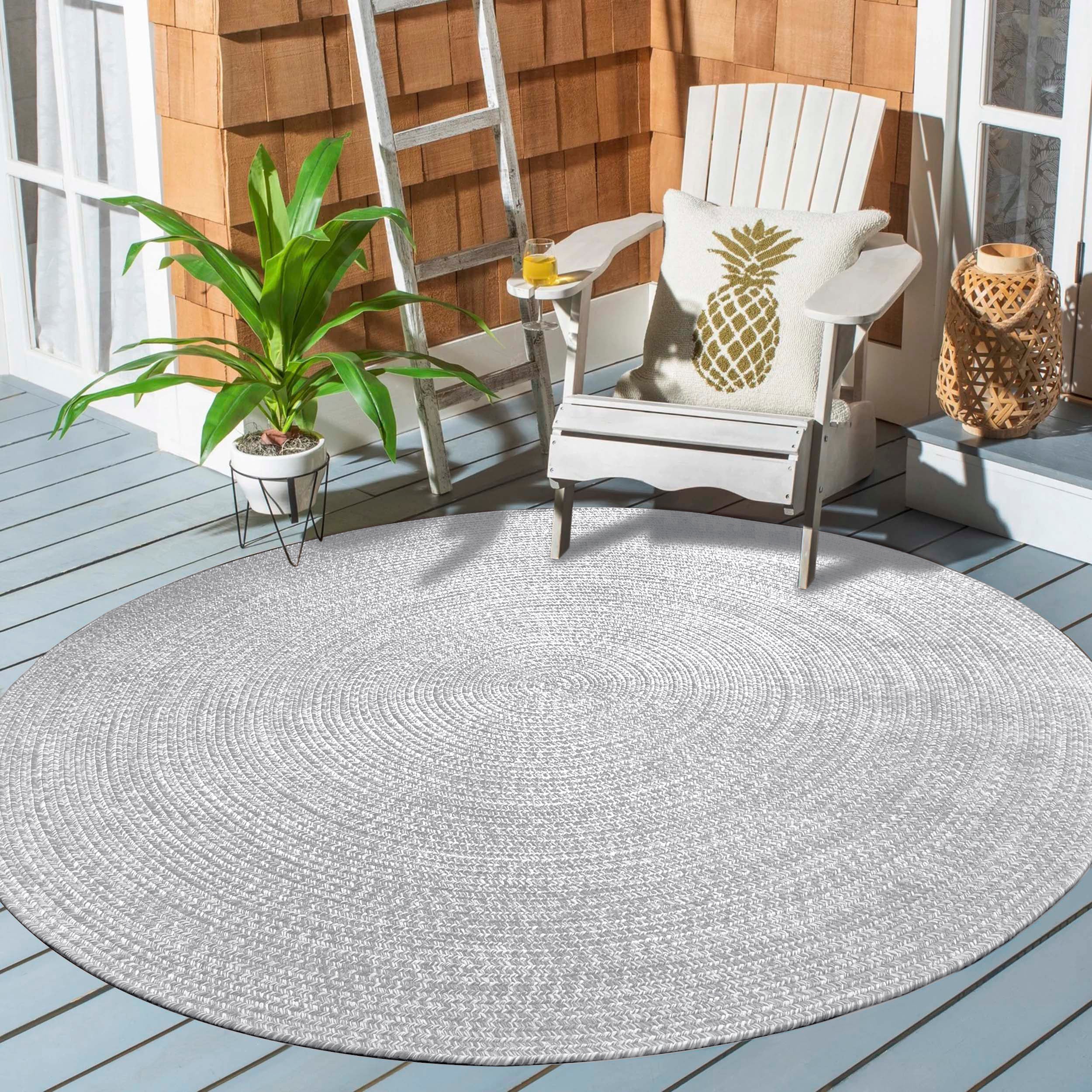Reversible Braided Area Rug - 2-Tone Indoor/Outdoor Rug for Living Room, Bedroom, Patio & Deck - Non-Slip Durable Floor Mat for Home Decor