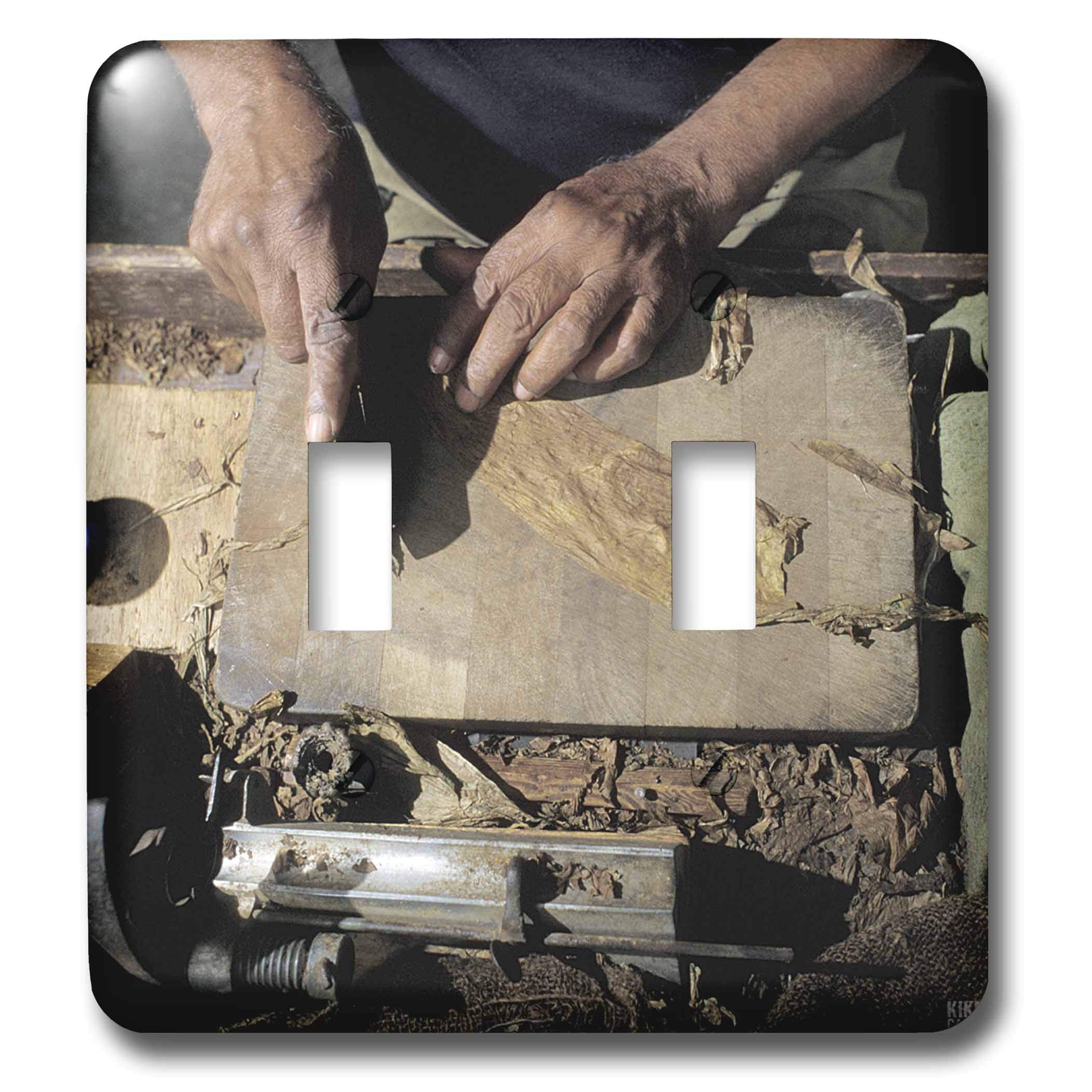 3D Rose Cuban Cigar Maker Double Toggle Switch - Vintage Style Light Switch Cover - Perfect for Home Bar, Man Cave, or Office Decor