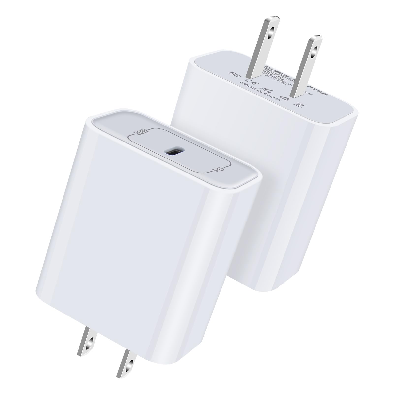 20W USB C Wall Charger Fast Charging Block 2 Pack - PD 3.0 Quick Charge for iPhone 14/13/12/11 Pro Max/X/XR/SE, Samsung Galaxy S22/S21/S20/A Series, Google Pixel 6/5 - Perfect for Home, Office & Travel Charging