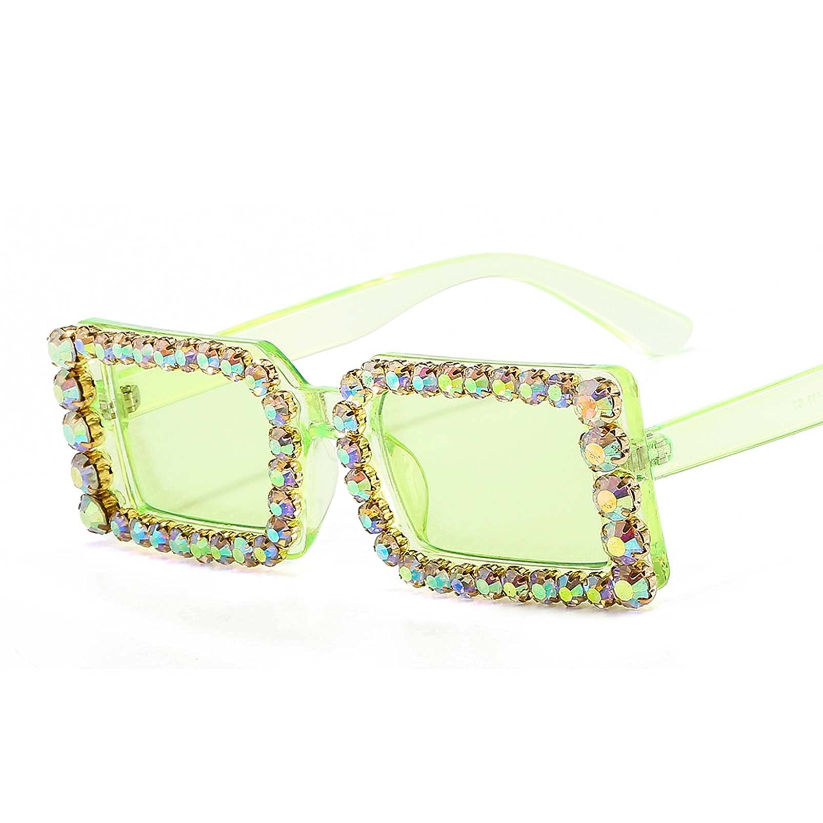 AMFG Fashion Small Square Box Sunglasses for Men & Women - Diamond Accent Luxury Shades (Color: B, Size: Medium) | Perfect for Beach, Driving & Outdoor Activities