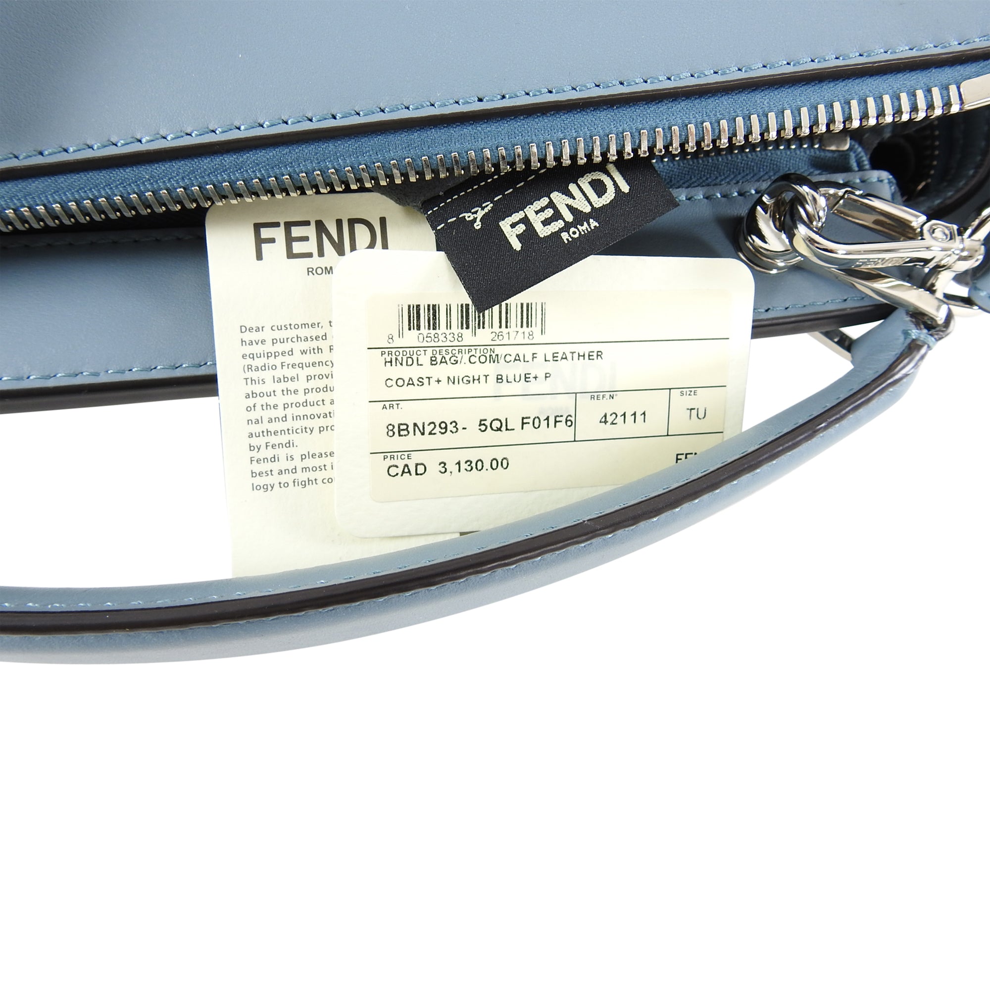 Fendi Blue Leather Dotcom Runway Satchel Bag for Women - Luxury Designer Handbag for Work, Travel & Everyday Use