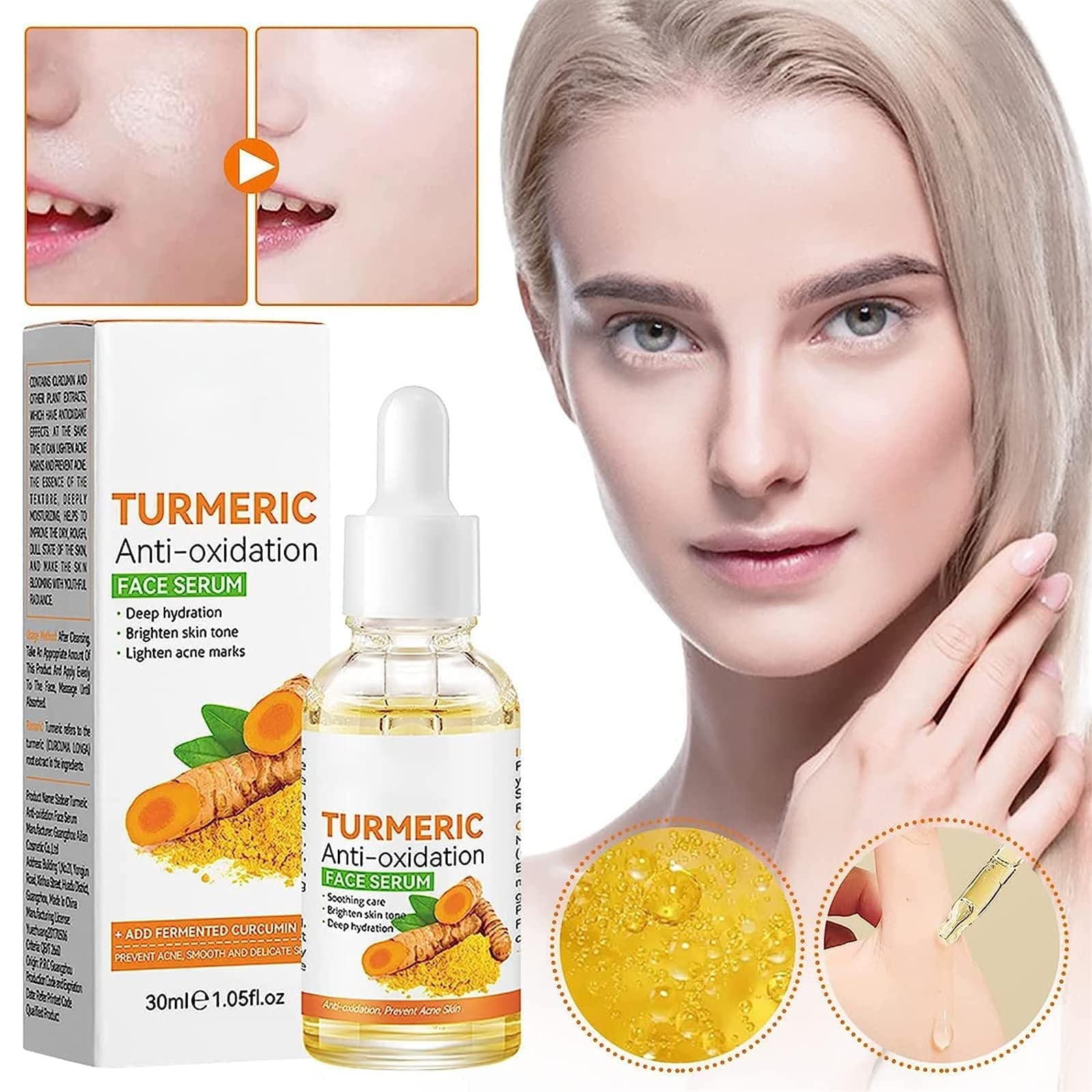 30ml Turmeric Antioxidant Serum for Dark Spots - Brightening & Anti-Aging Facial Treatment for Glowing Skin - Perfect for Night Routine & Hyperpigmentation Care