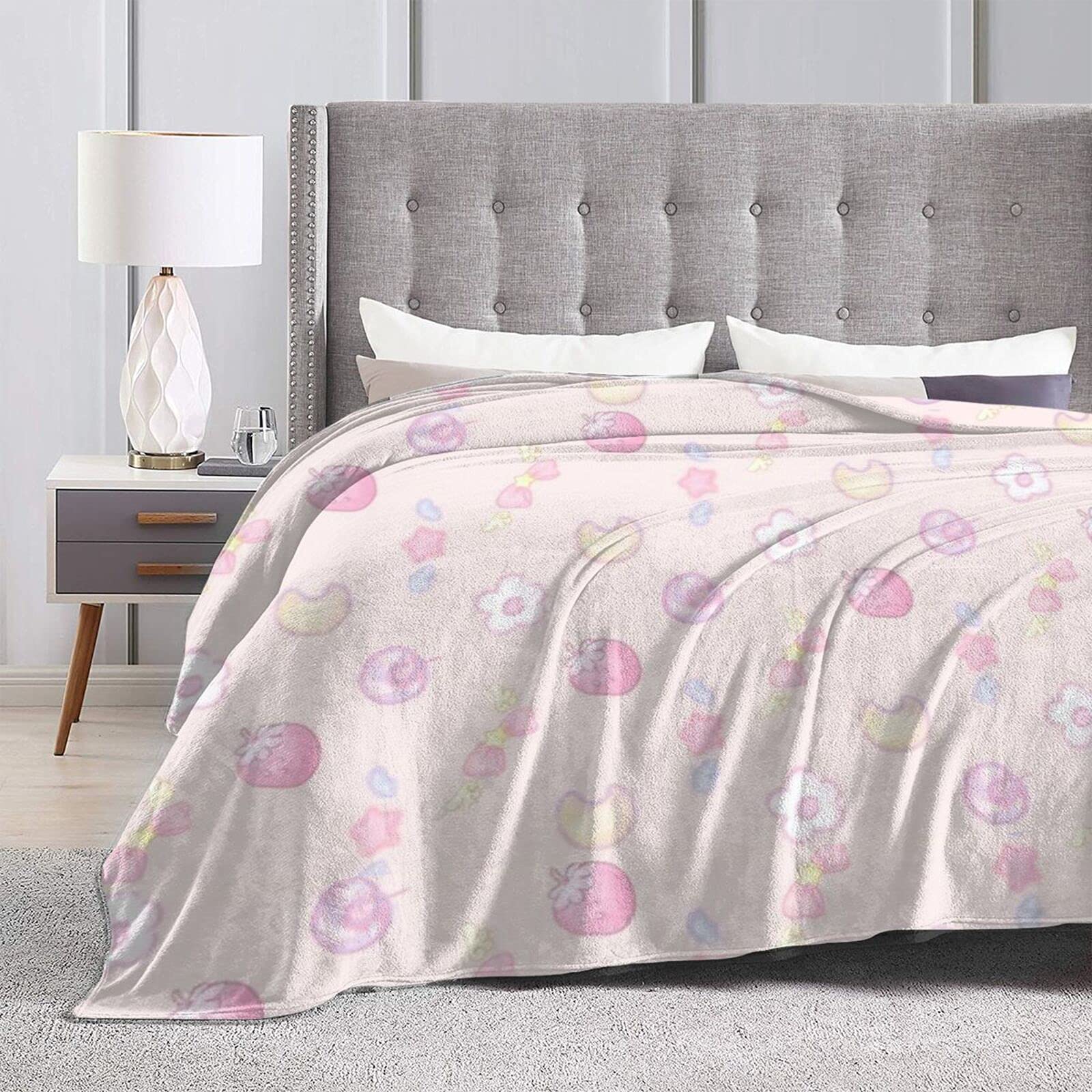Soft Flannel Strawberry Throw Blanket 80