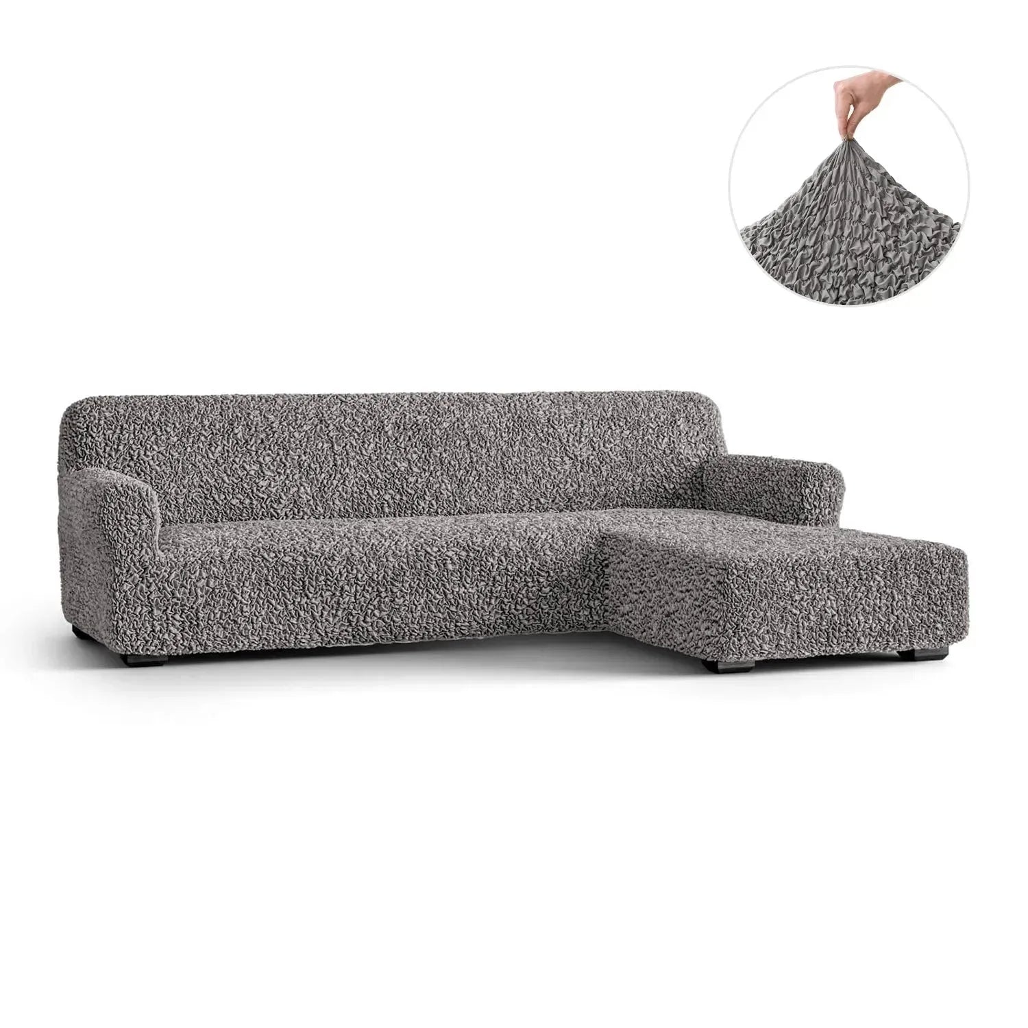 L Shaped Sofa Slipcover Right Chaise - Premium Fuco Cotton Stretchable Couch Cover - Perfect for Living Room, Sectional Sofa Protection & Home Decor