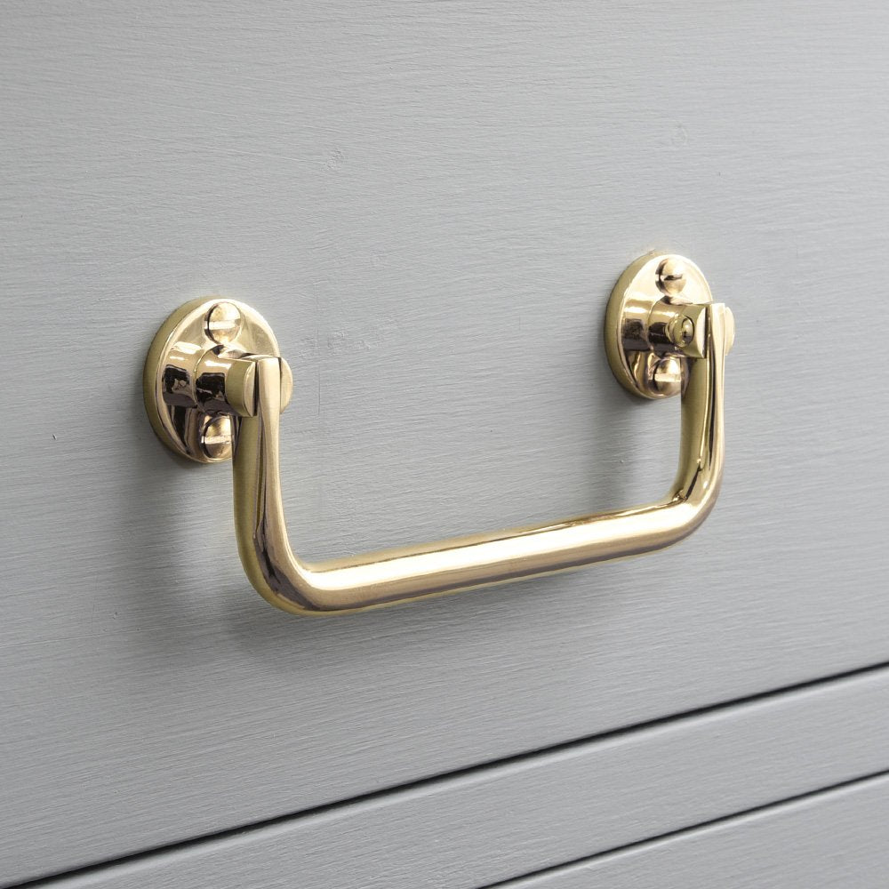 Polished Brass Lifting Handle - Heavy Duty Cabinet Drawer Pulls for Kitchen & Bathroom - Perfect for Furniture, Cabinets, and DIY Home Improvement Projects