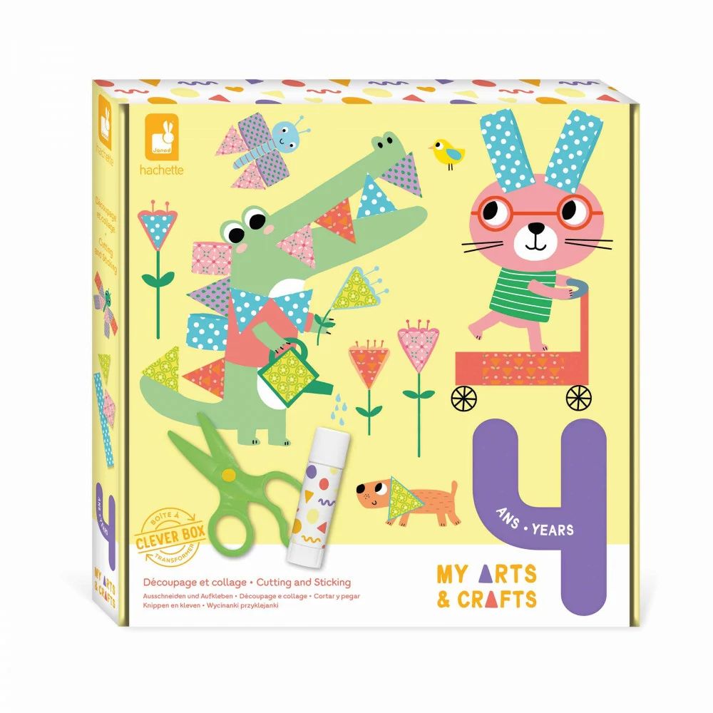 Janod Kids Craft Kit for Ages 4+ - Cutting & Sticking Activity Set for Preschoolers - Perfect for Early Learning, Fine Motor Skills Development & Creative Play at Home or School