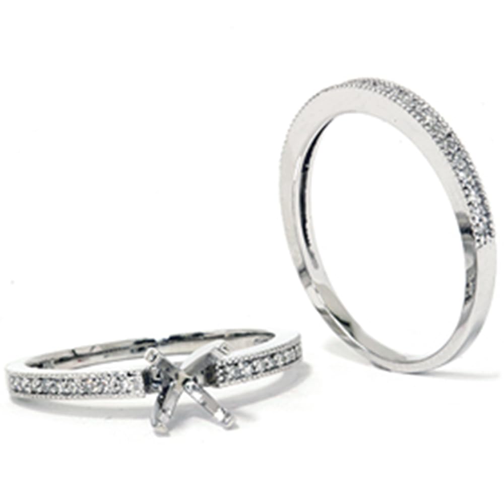 1/4 Carat Diamond Engagement Wedding Ring Semi Mount Set in 14K White Gold - Perfect for Proposals, Anniversaries & Bridal Jewelry