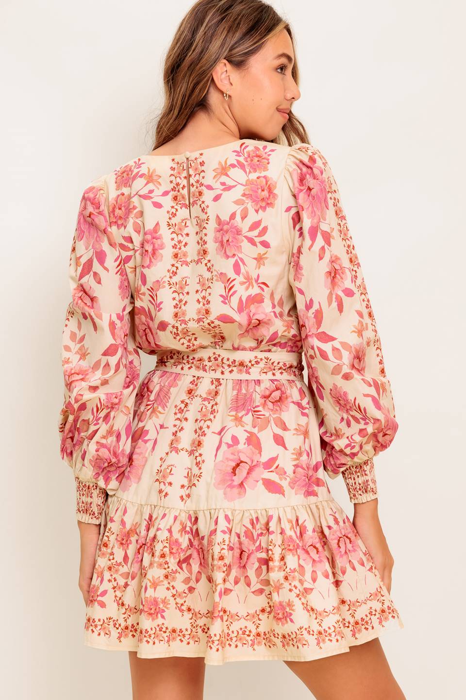 ALANNA Women's Pink Floral Printed Mini Dress - Summer Party, Date Night, Casual Outfit
