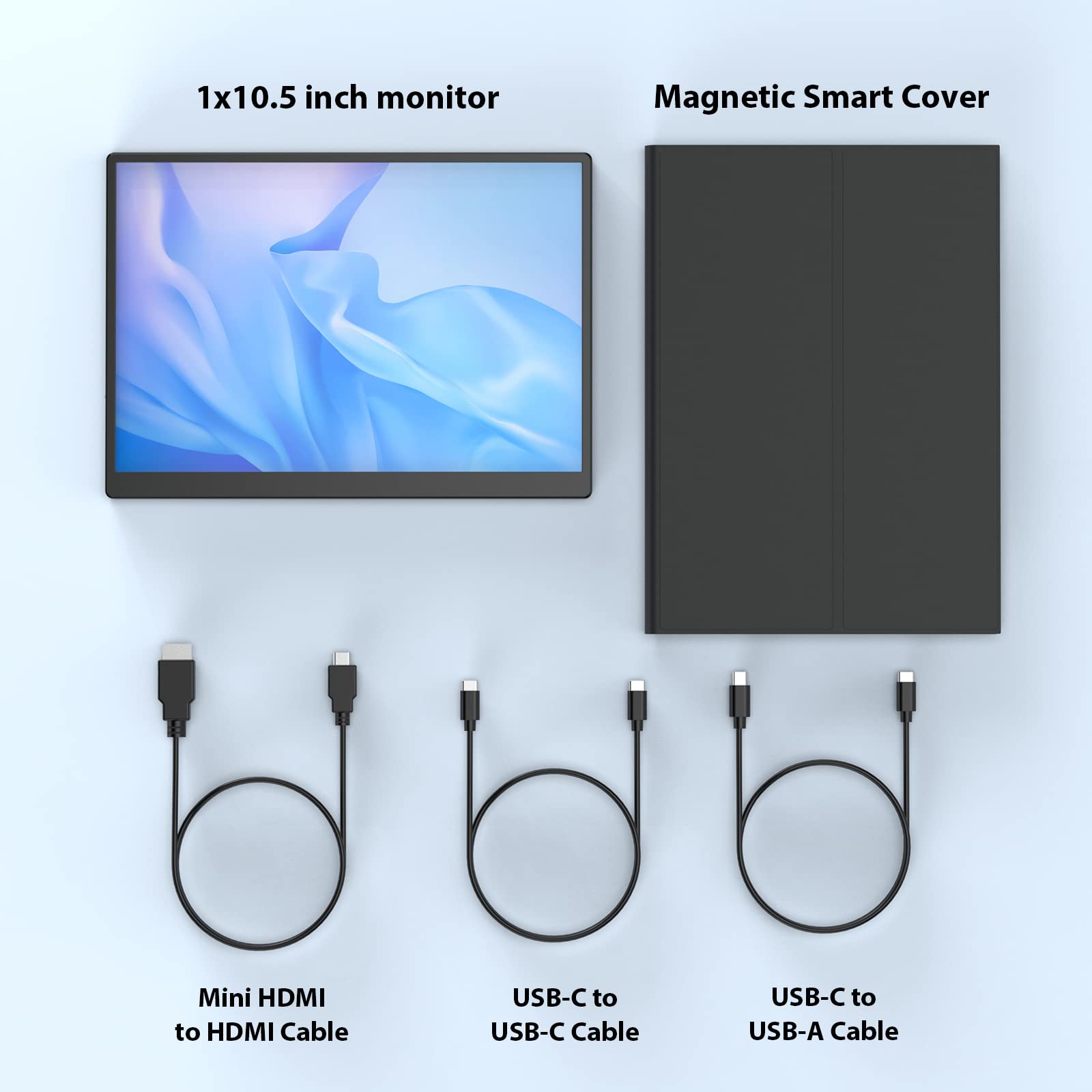 10.5 Inch Portable Monitor - FHD 1920x1280 IPS Display, 100% sRGB, Ultra-Slim USB C HDMI External Screen for Laptop, PC, Phone, Xbox, PS4 Gaming | Perfect for Travel, Work & Entertainment