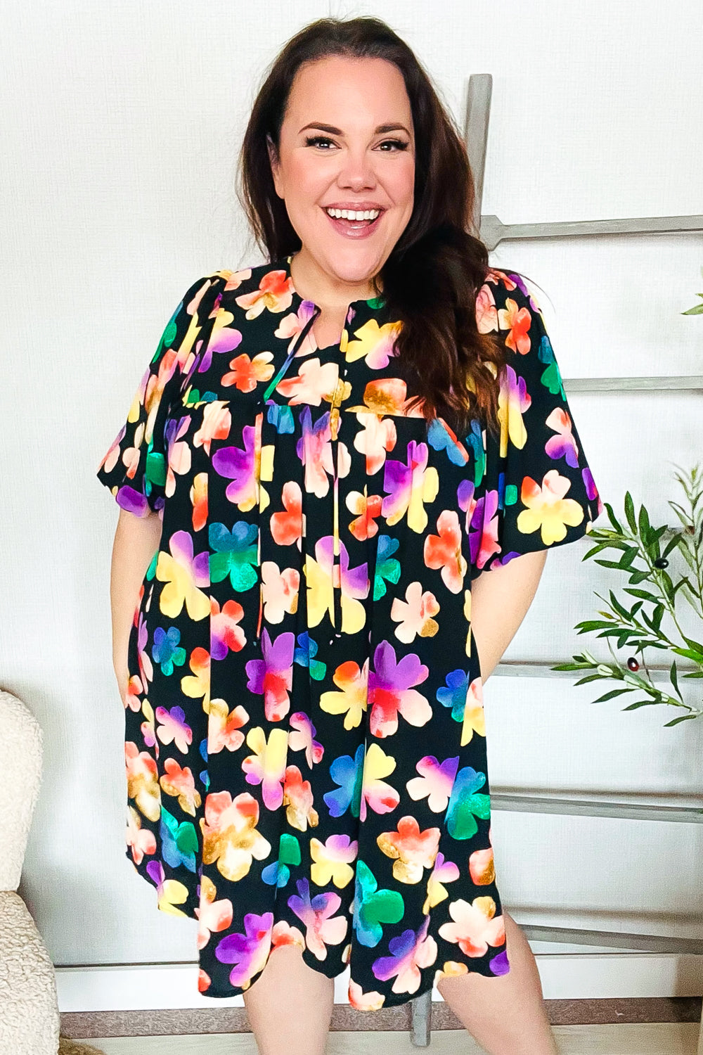 Adorable Floral Babydoll Dress with Ribbon Bow Tie & Pockets | Cute Casual Summer Dress for Women | Perfect for Parties, Dates & Outdoor Events