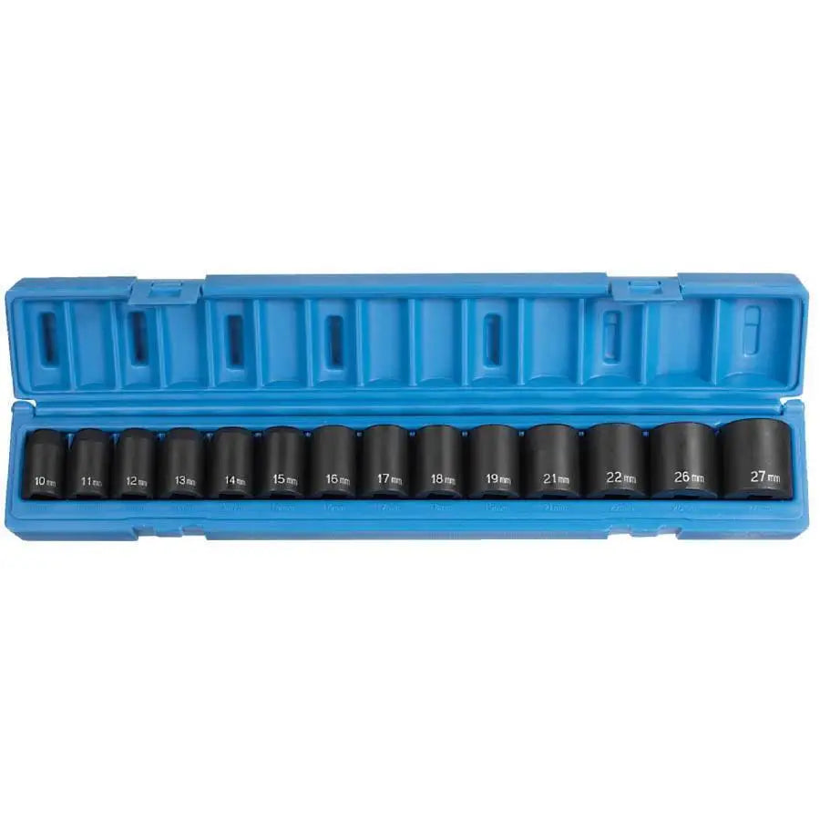 1/2 in Drive Standard Metric Socket Set - 14 Piece Chrome Vanadium Steel Tool Kit for Automotive & Mechanical Repairs - Perfect for DIY, Home Garage, and Professional Use