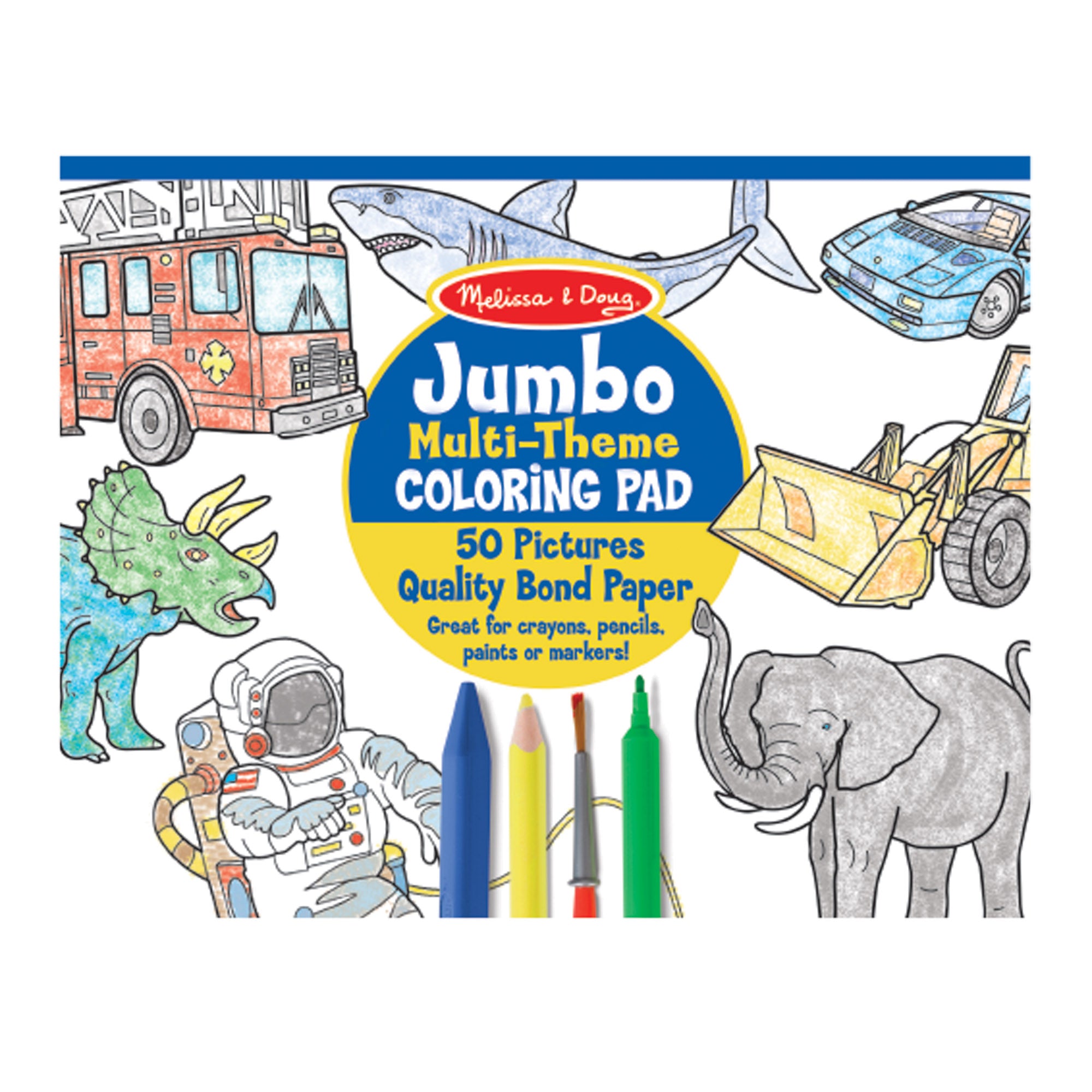 Jumbo 50-Page Kids' Coloring Book - Space, Sharks, Sports & More Fun Themes | Perfect for Travel, Birthday Gifts & Creative Play