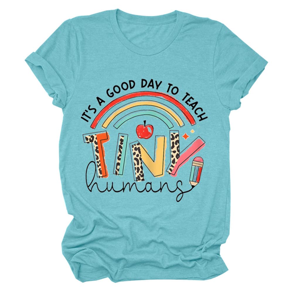 FORHVIPS Women's Teacher Appreciation Shirt - 'It's a Good Day to Teach' Rainbow Graphic Tee - Casual Comfort Tops for Educators - Perfect for Teacher Week, End of Year Gifts & Classroom Outfits