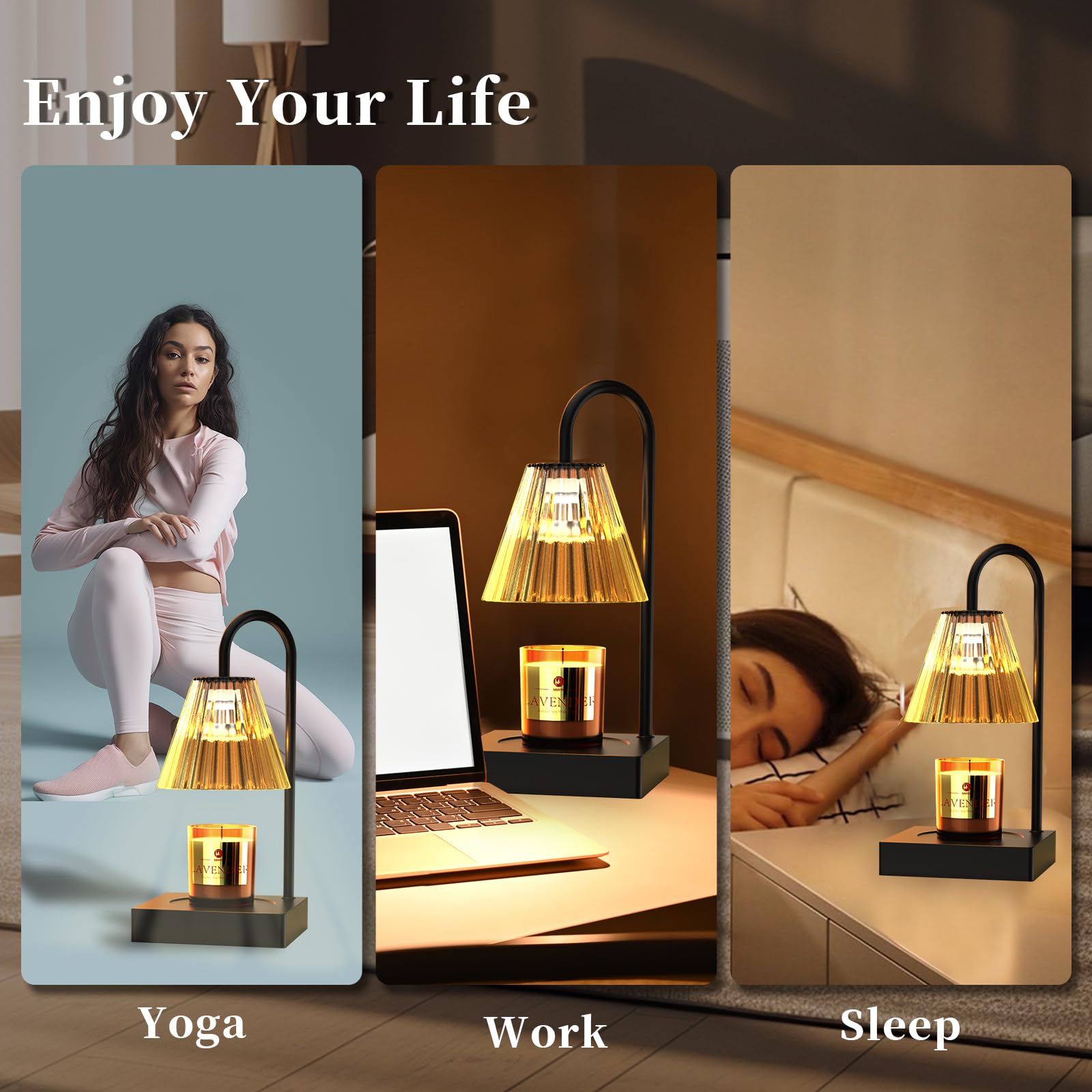Electric Candle Warmer Lamp with 2 Bulbs & Dimmable Wax Melter - Adjustable Candle Heater for Small & Large Jars - Black Home Decor for Living Room, Bedroom & Office Aromatherapy