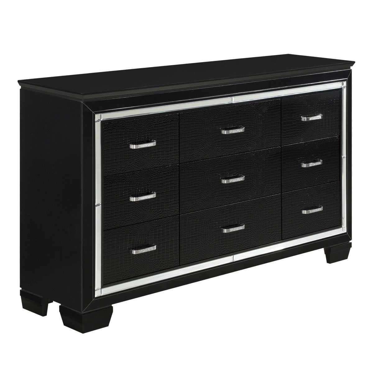 Allura Black Bedroom Collection - Modern Luxury Bedroom Furniture Set for Master Bedroom & Guest Room Decor | Includes Bed Frame, Nightstands & Dresser