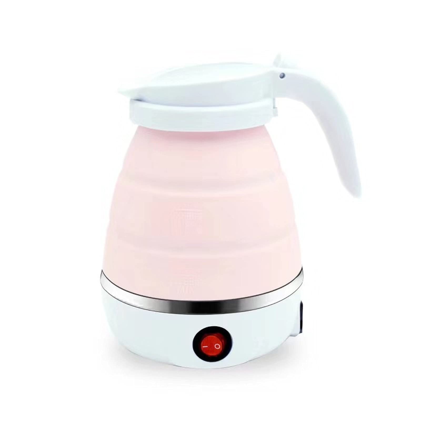 MEGMEI Portable Silicone Electric Kettle - Foldable Travel Kettle for Camping, Office & Home Use - 220V UK/EU Plug (Pink) | Fast Boiling, Space-Saving Design, Perfect for Outdoor Adventures & Small Spaces
