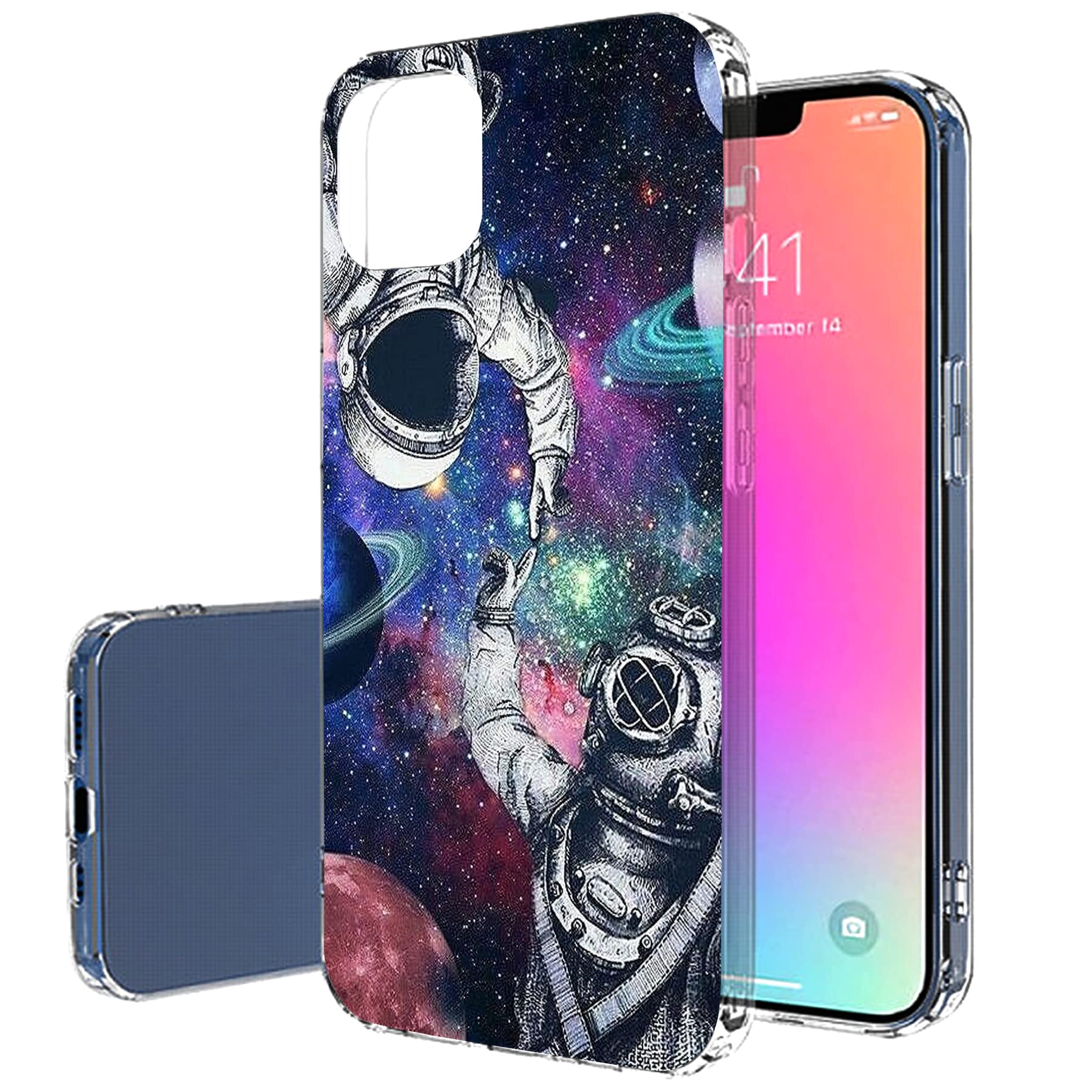 VIBECover Slim Protective Case for Apple iPhone 13 - Flexible TPU Cover with Total Guard Technology | Astronaut Diver Design | Perfect for Everyday Use, Outdoor Activities & Travel Protection