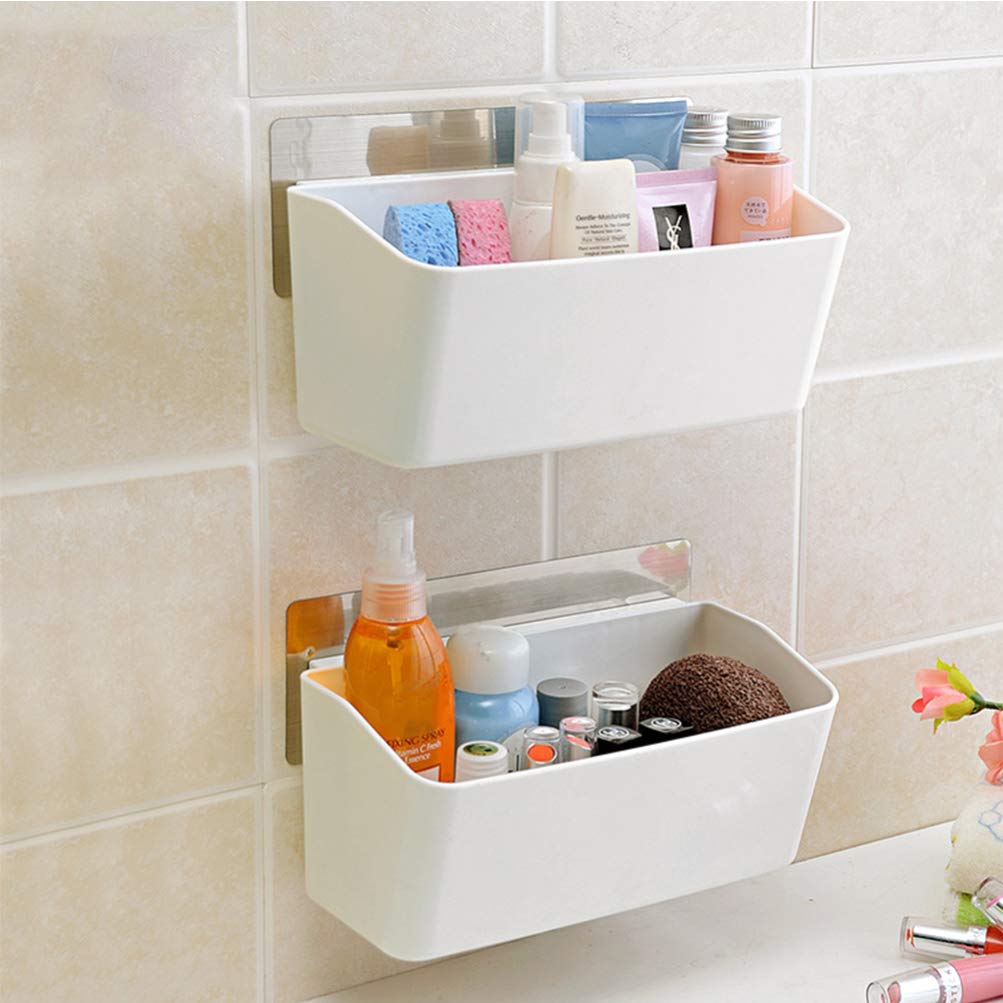 Angoily Wall Mounted Shelves - Shower Suction Cup Organizer, Bathroom Storage Box, Toothbrush Holder, Soap Dish, Kitchen Condiment Jar Rack & Makeup Organizer - Perfect for Bathroom, Shower, Kitchen Counter & Vanity Organization