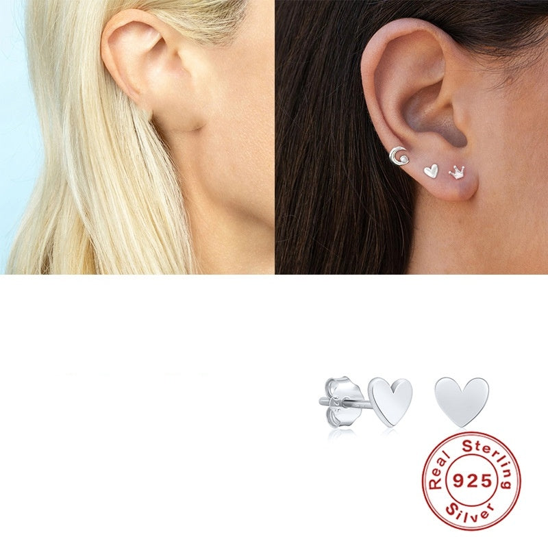 S925 Sterling Silver Mini Heart Stud Earrings - Glazed Surface, Hypoallergenic, Dainty & Elegant Jewelry for Women - Perfect for Everyday Wear, Date Night & Gifts