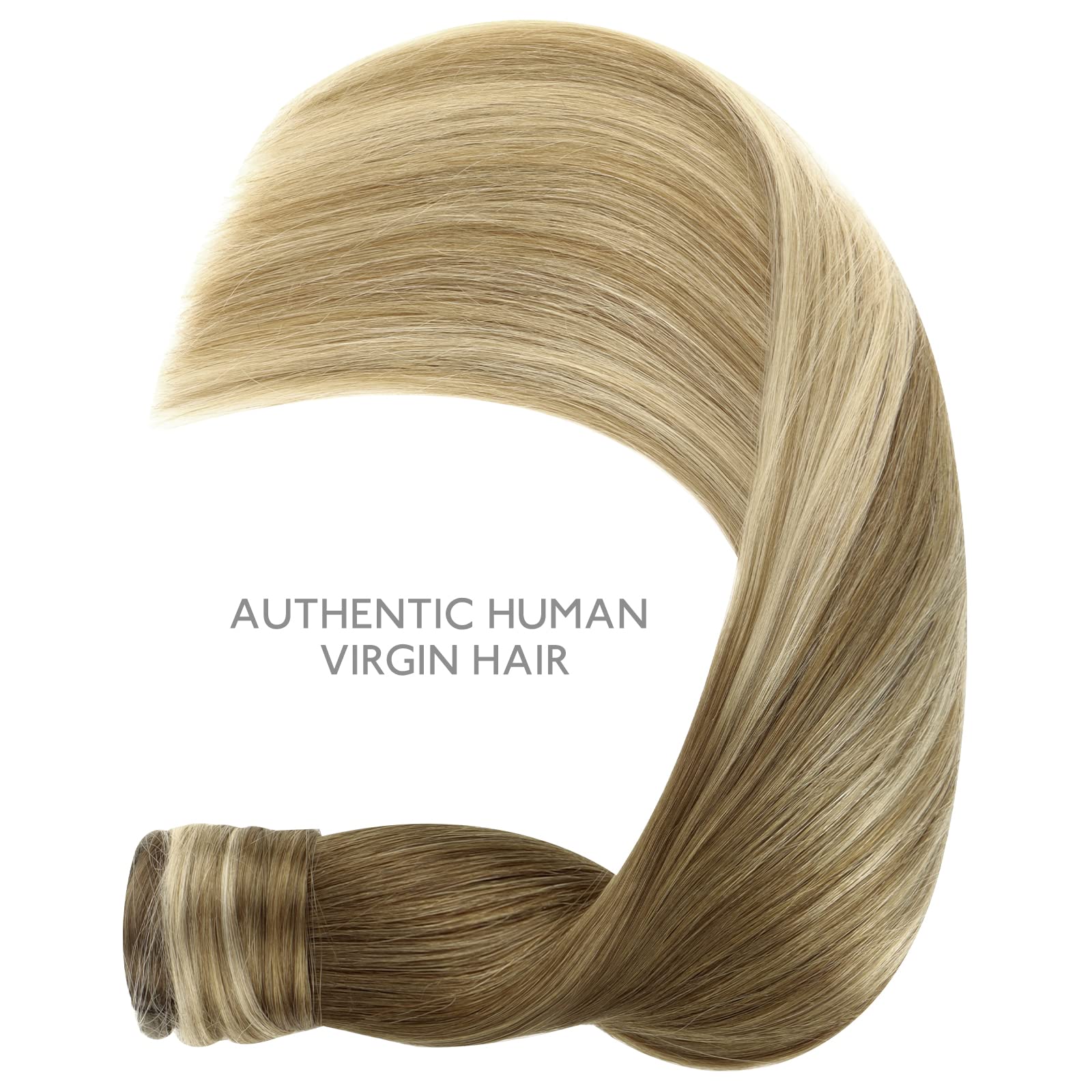 WENNALIFE 22 Inch Human Hair Ponytail Extension - 90g Clip-In Wrap Around Remy Hairpiece in Walnut Brown, Ash Brown & Bleach Blonde | Perfect for Parties, Weddings & Everyday Styling